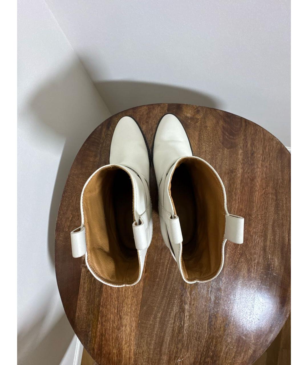 SEE BY CHLOE Белые кожаные ботинки, фото 3