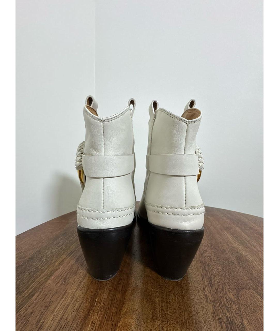 SEE BY CHLOE Белые кожаные ботинки, фото 4
