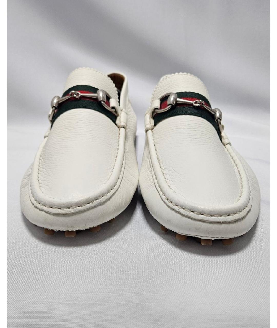 GUCCI Белые кожаные мокасины, фото 2