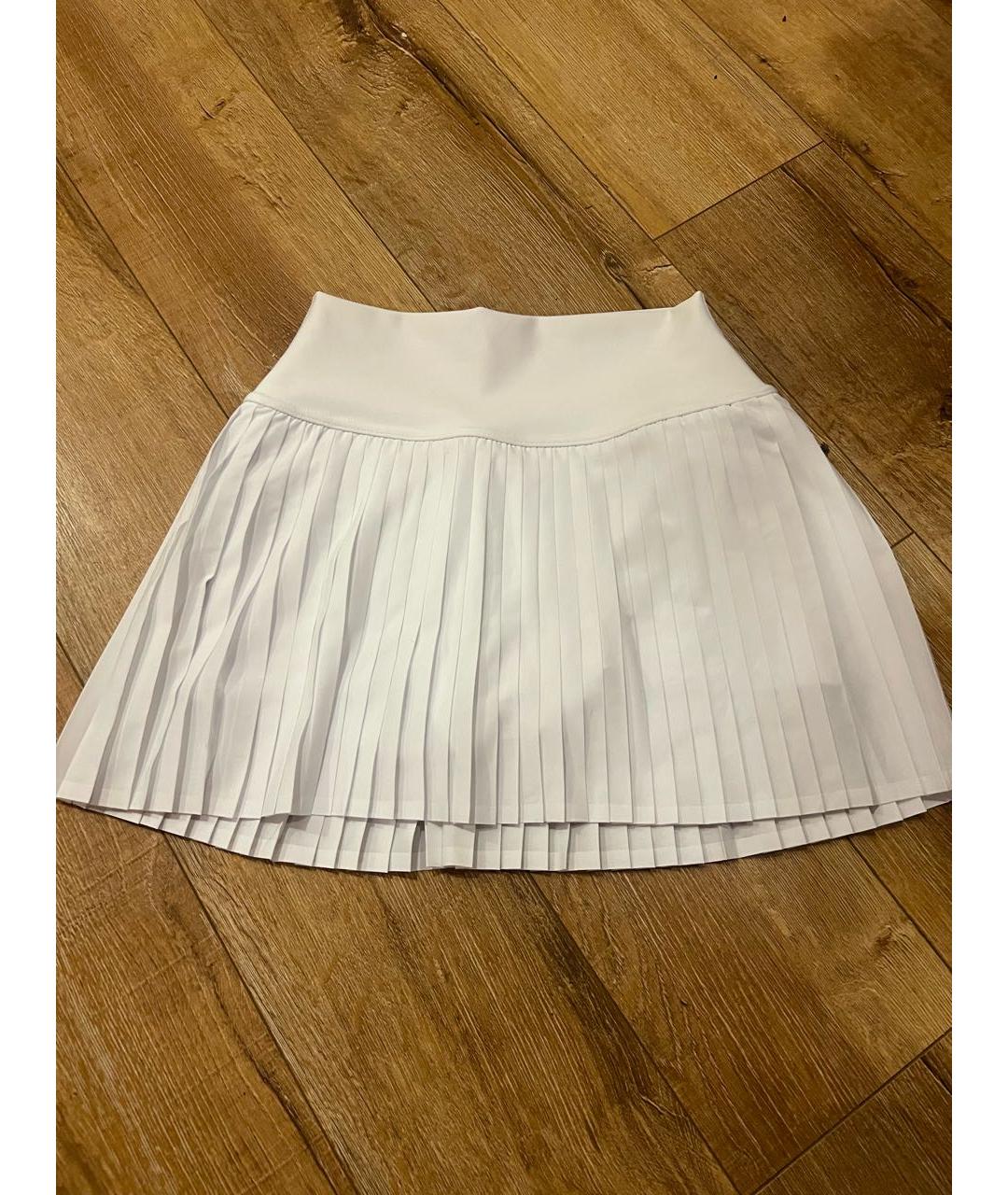 ALO YOGA Белая полиэстеровая юбка-шорты, фото 8