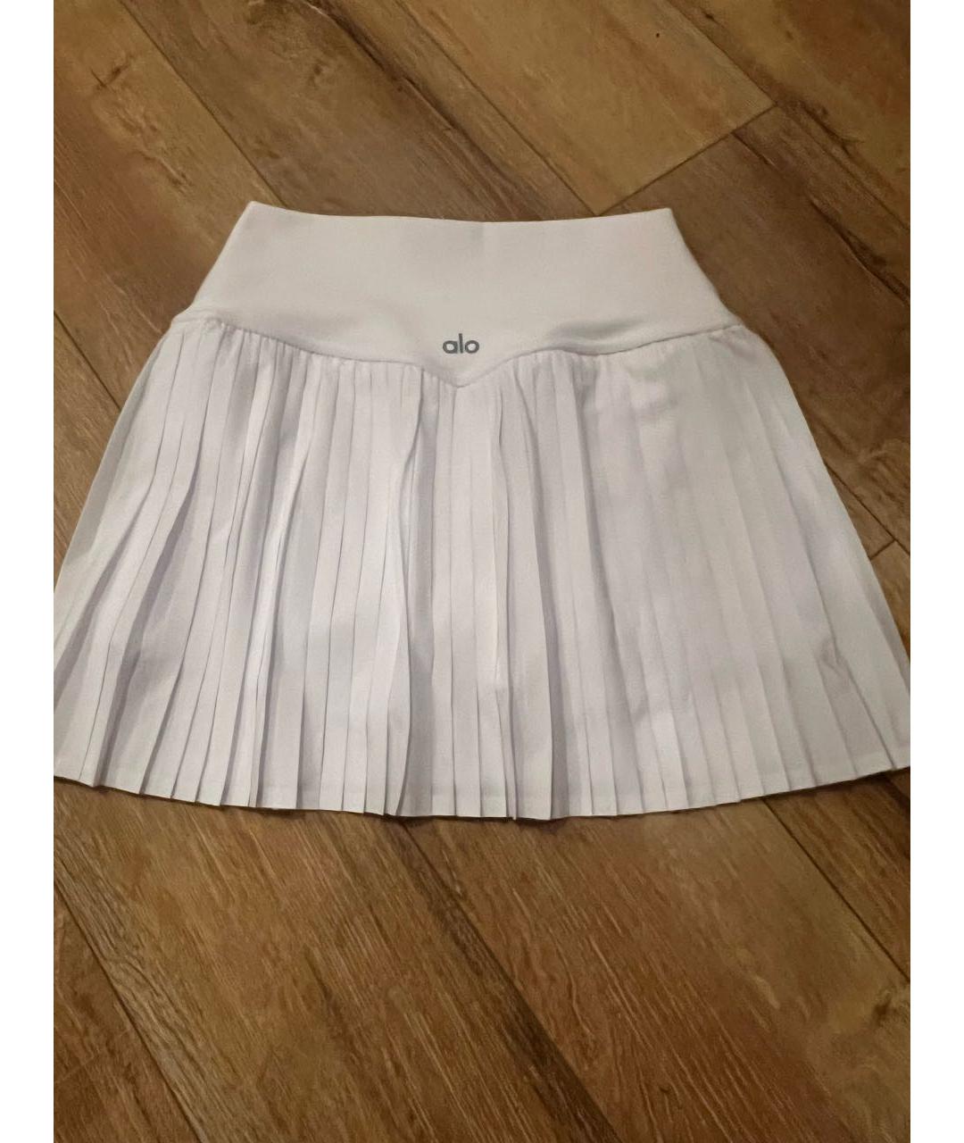 ALO YOGA Белая полиэстеровая юбка-шорты, фото 2