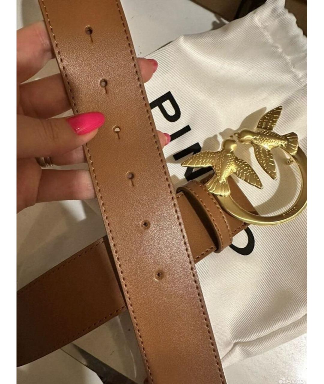 PINKO Коричневый кожаный ремень, фото 3