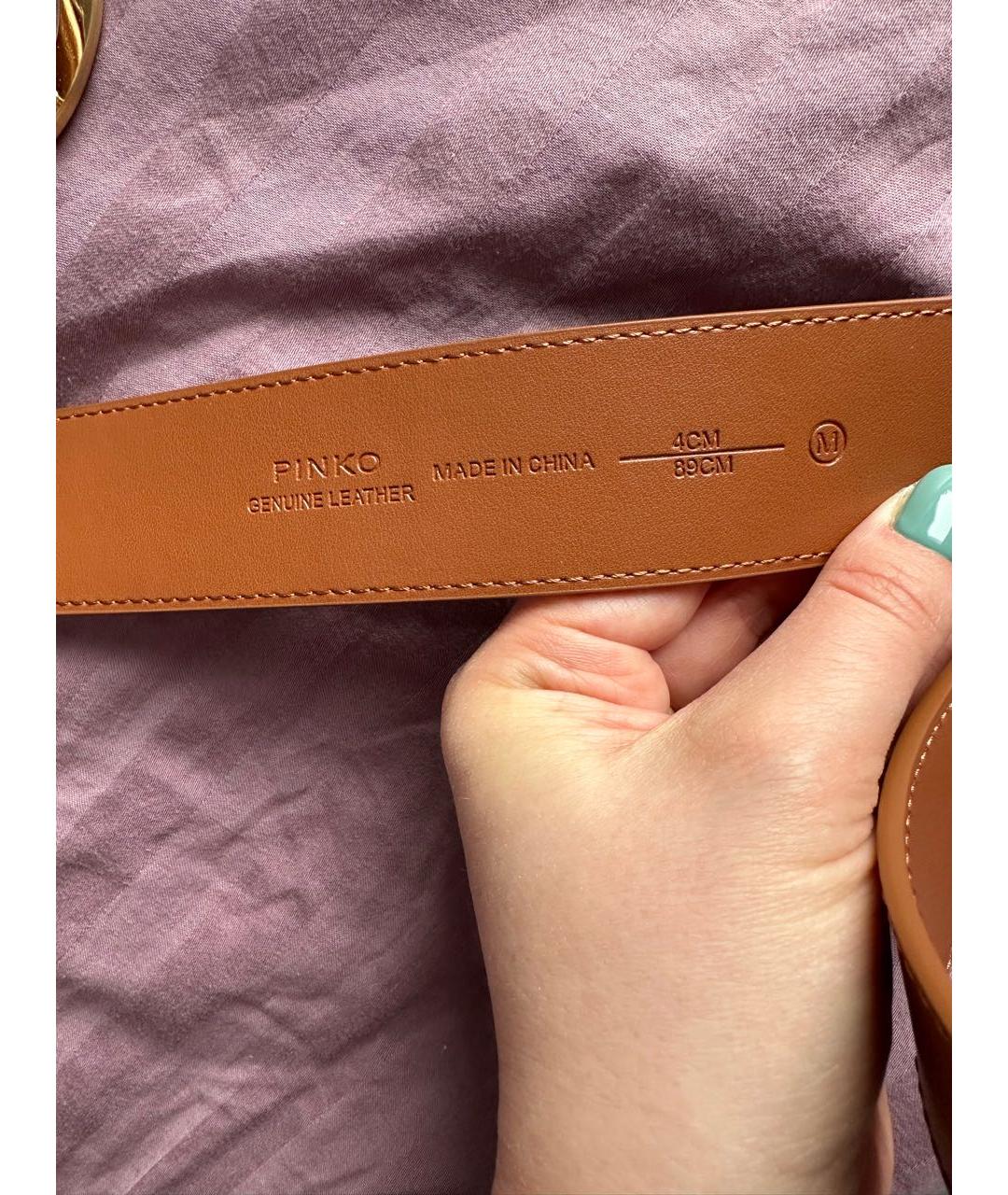 PINKO Коричневый кожаный ремень, фото 2