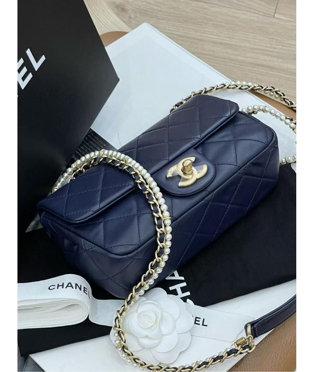 CHANEL Синяя кожаная сумка через плечо, фото 4