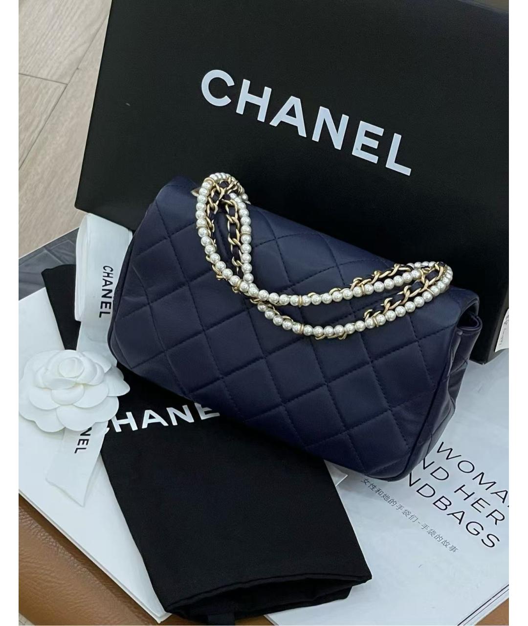 CHANEL Синяя кожаная сумка через плечо, фото 3