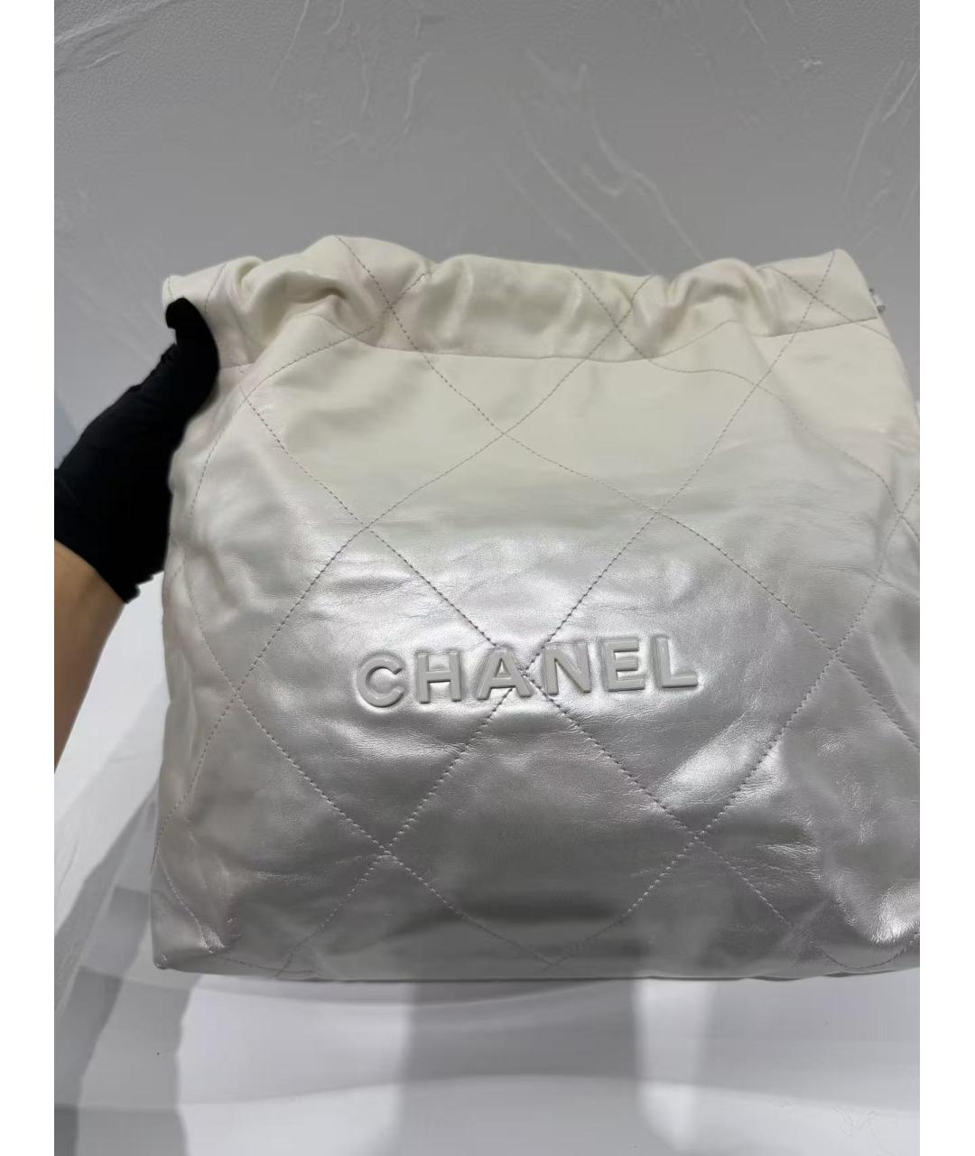 CHANEL Белая кожаная сумка через плечо, фото 4