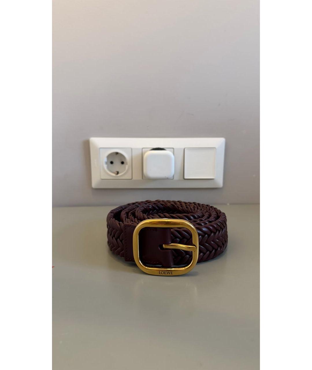 LOEWE Бордовый кожаный ремень, фото 7