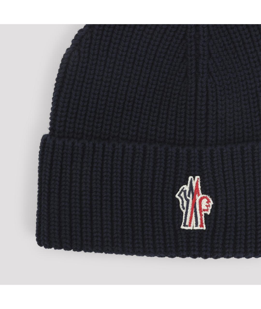 MONCLER GRENOBLE Темно-синяя хлопковая шапка, фото 4