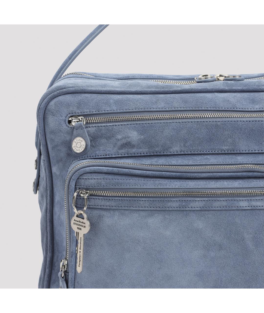 ACNE STUDIOS Голубая кожаная сумка через плечо, фото 4