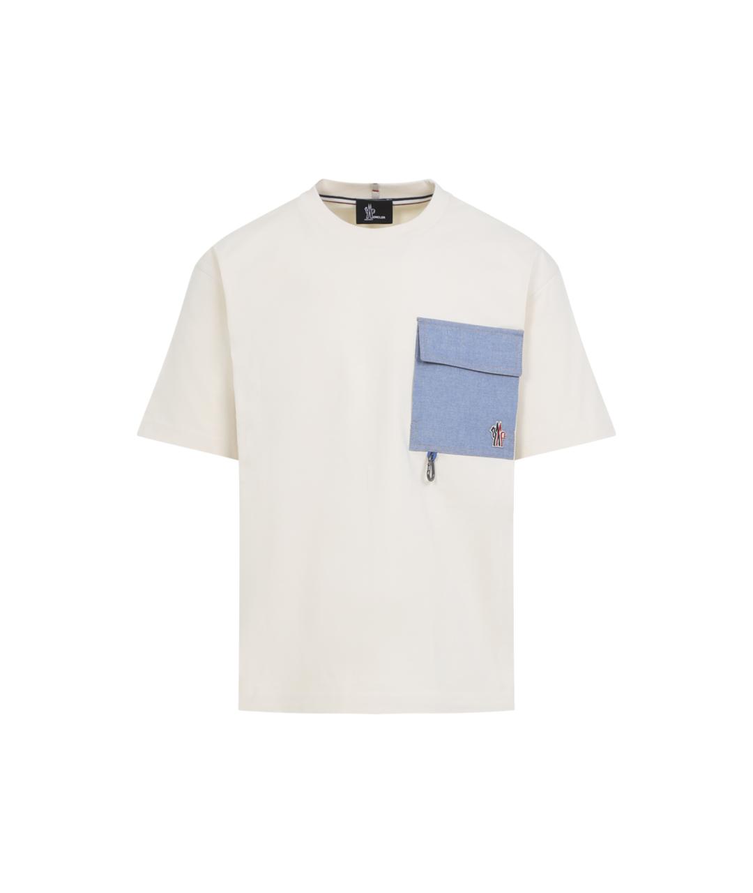 MONCLER GRENOBLE Бежевая хлопковая футболка, фото 1