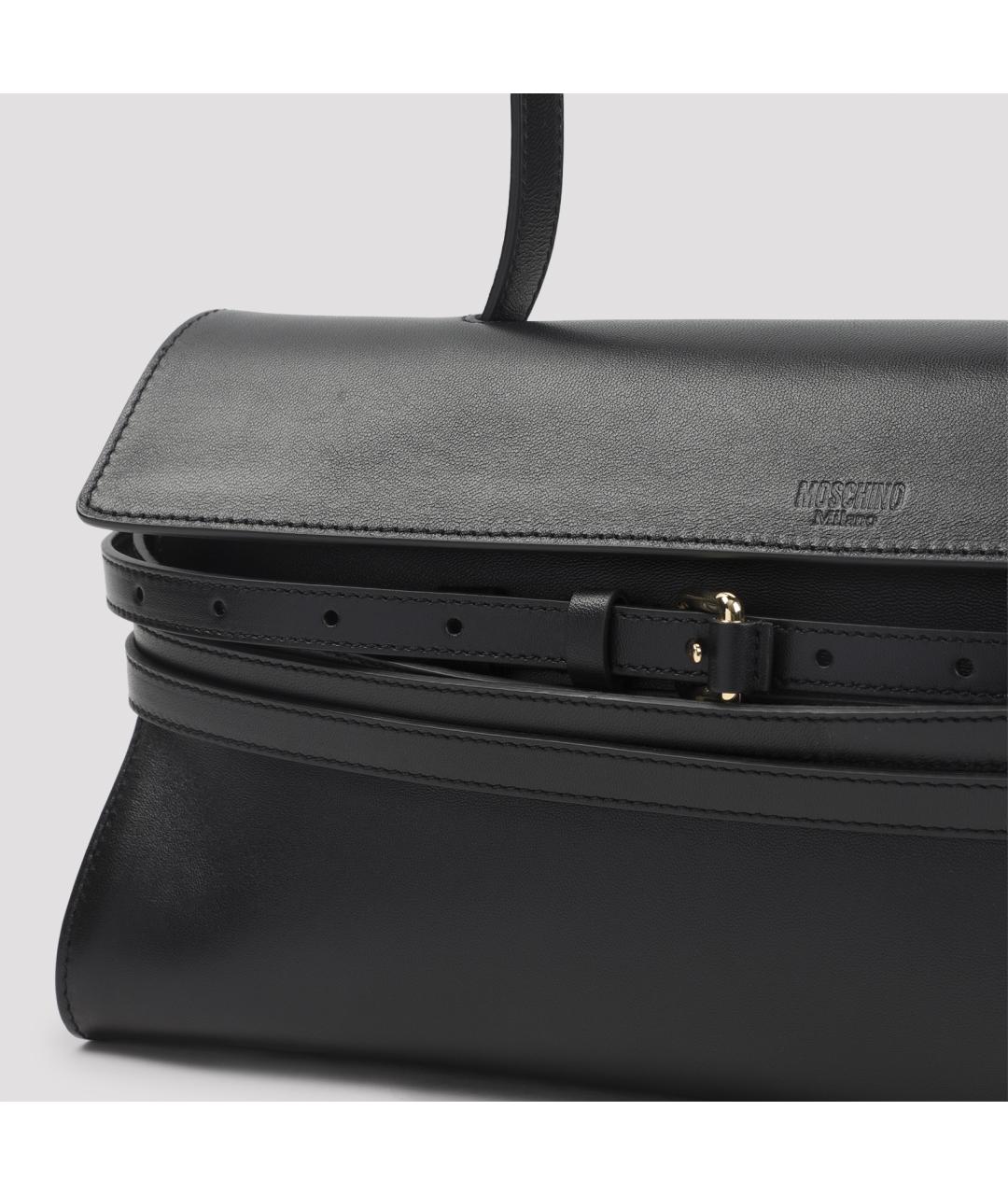 MOSCHINO Черная кожаная сумка через плечо, фото 4