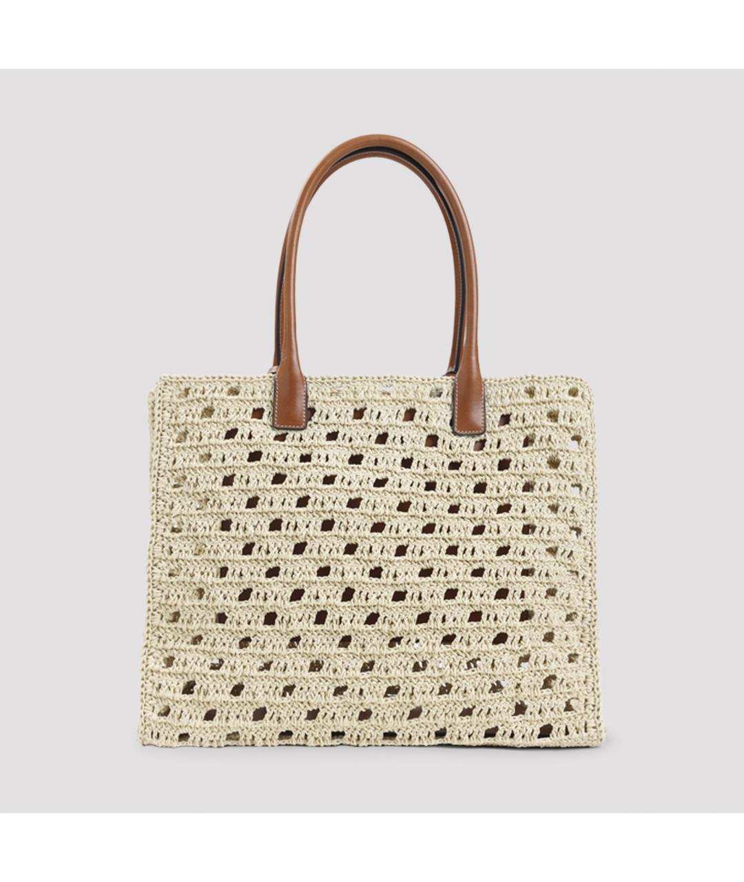 VERSACE Бежевая пелетеная сумка тоут, фото 2