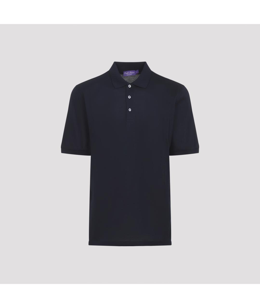 RALPH LAUREN PURPLE LABEL Темно-синее хлопковое поло с коротким рукавом, фото 2