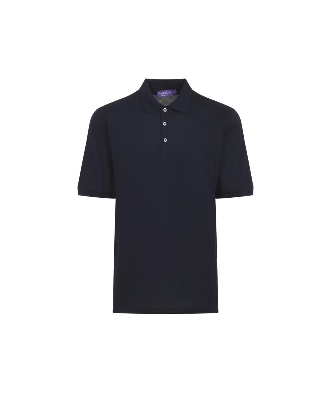 RALPH LAUREN PURPLE LABEL Темно-синее хлопковое поло с коротким рукавом, фото 1