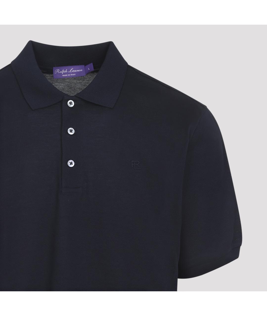 RALPH LAUREN PURPLE LABEL Темно-синее хлопковое поло с коротким рукавом, фото 4