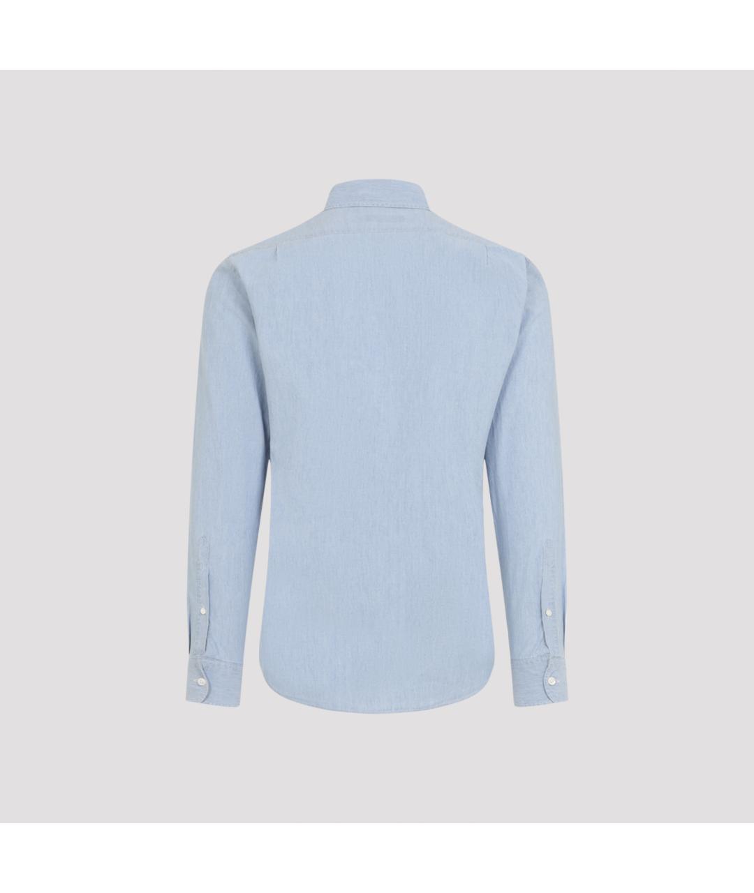 RALPH LAUREN PURPLE LABEL Голубая хлопковая кэжуал рубашка, фото 3