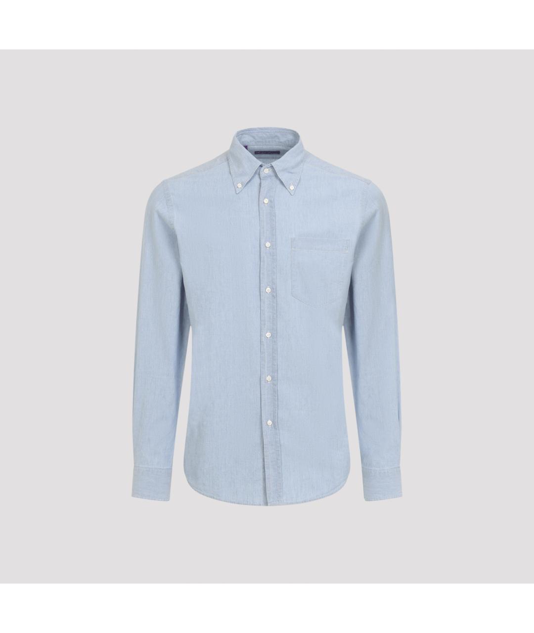 RALPH LAUREN PURPLE LABEL Голубая хлопковая кэжуал рубашка, фото 2