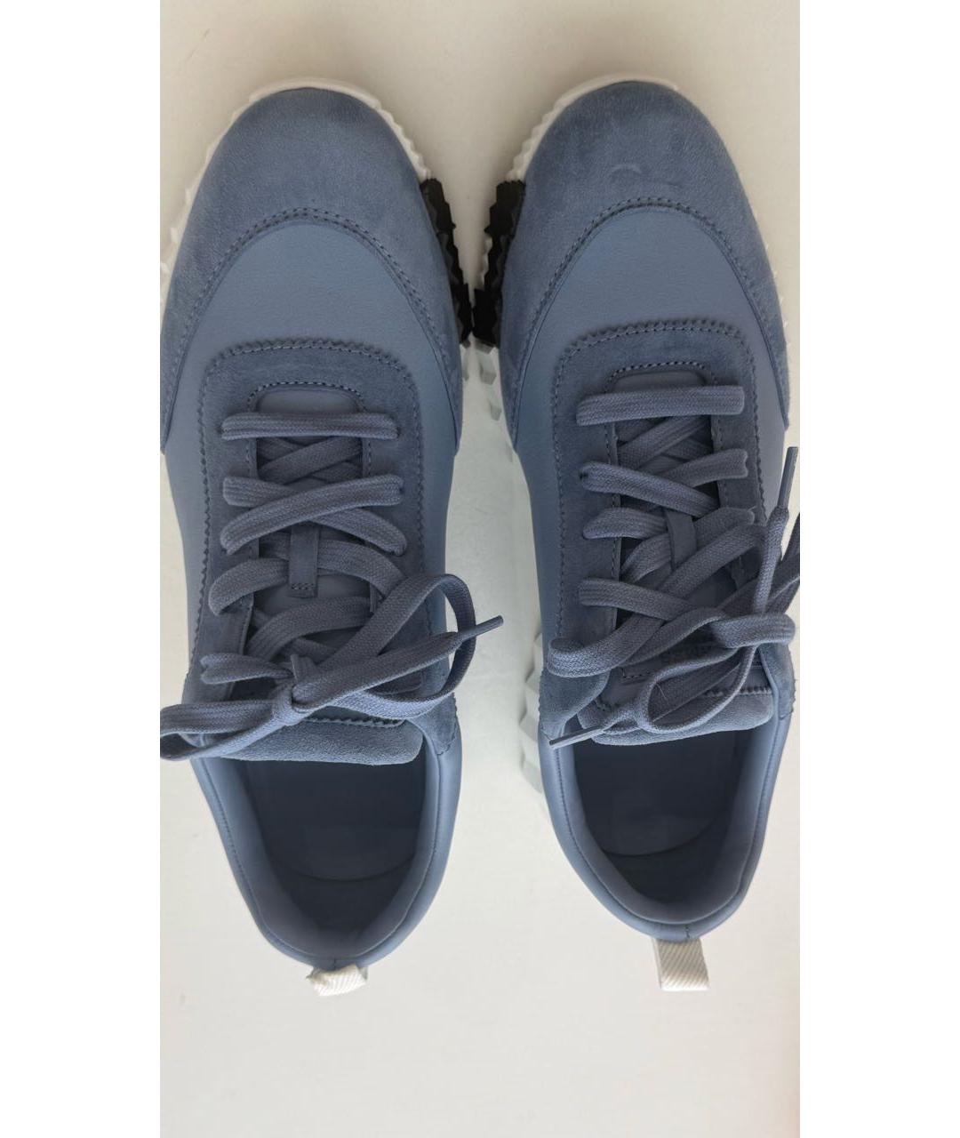 HERMES Голубые кожаные кроссовки, фото 7