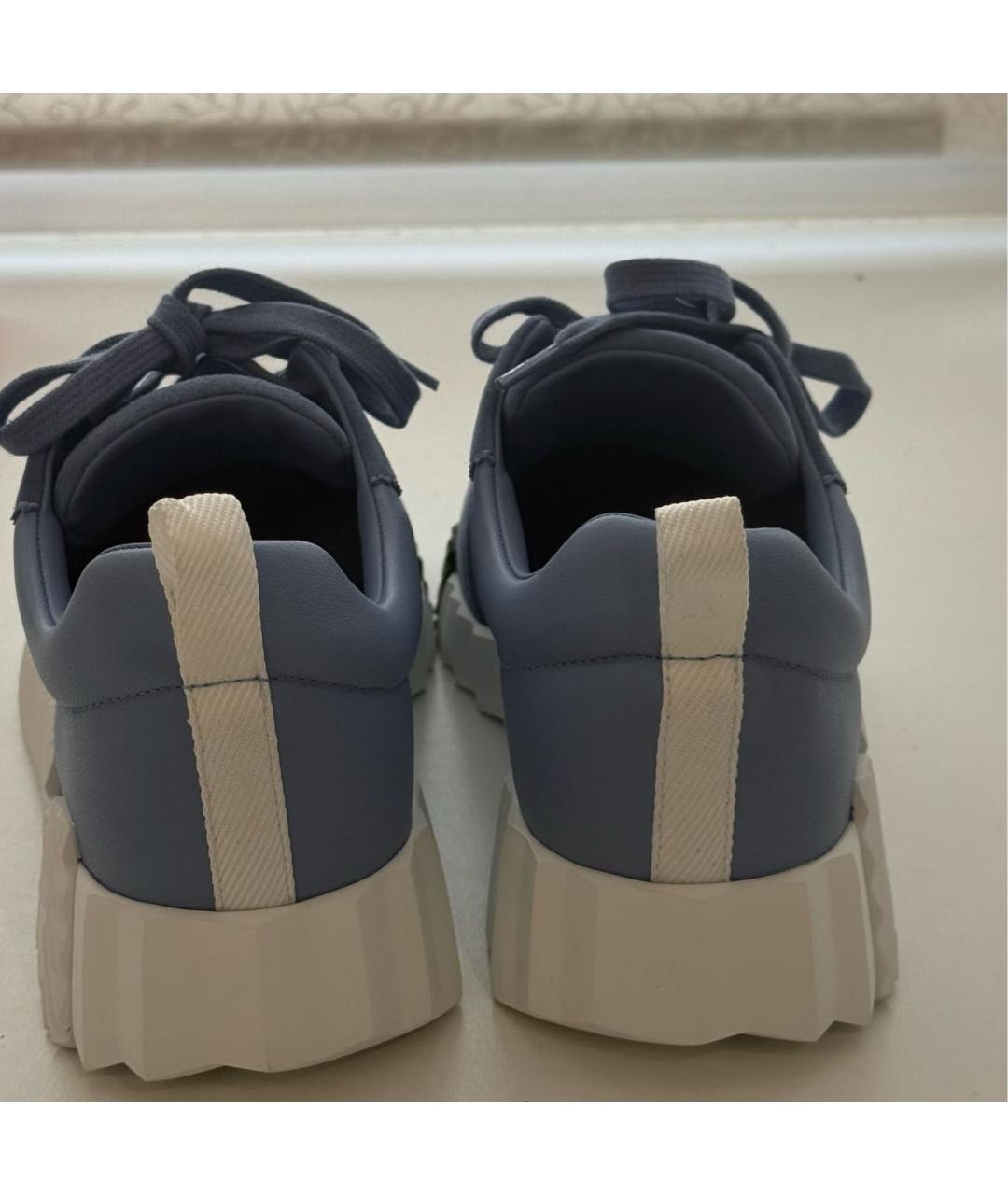 HERMES Голубые кожаные кроссовки, фото 4