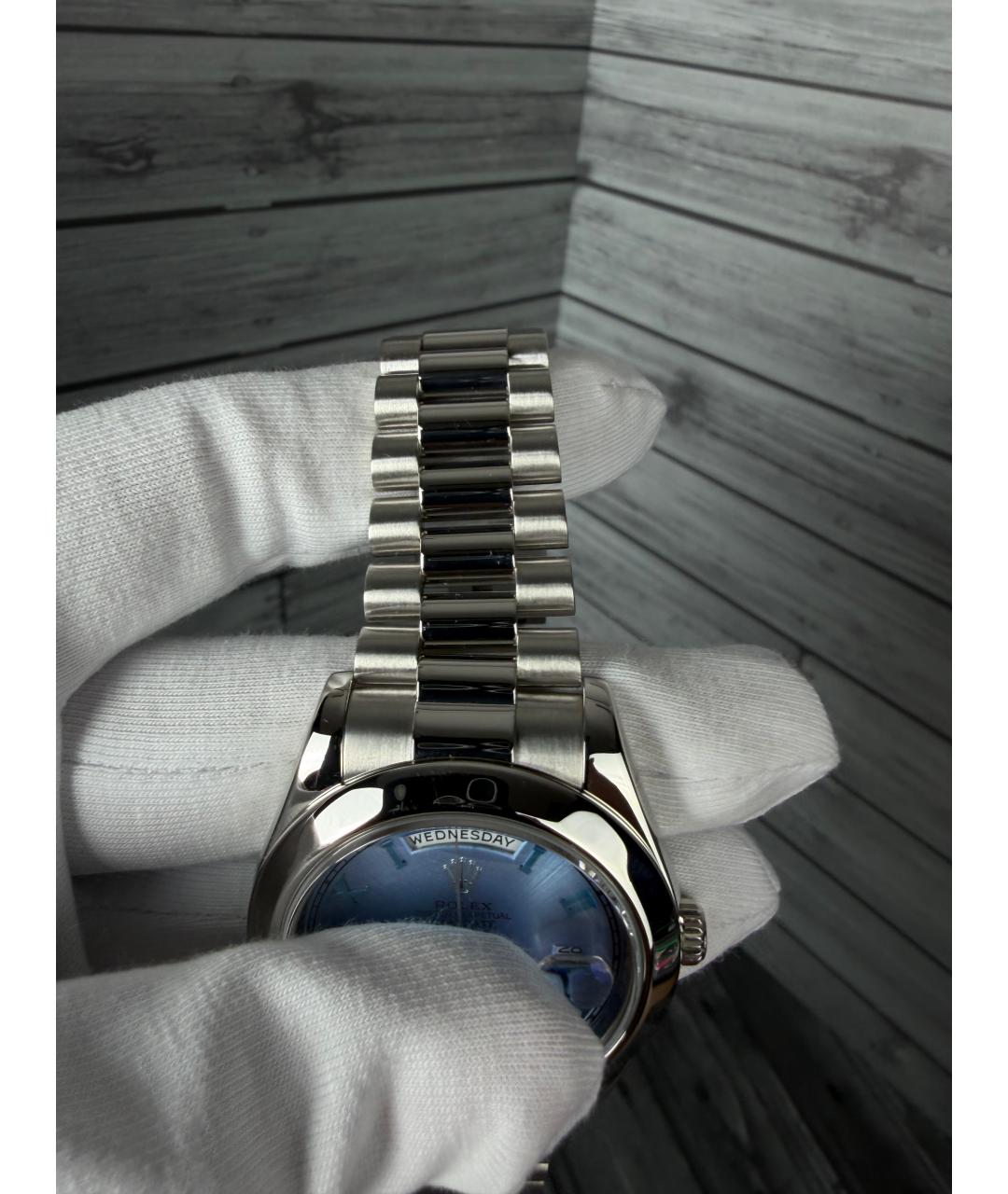 ROLEX Голубые платиновые часы, фото 7