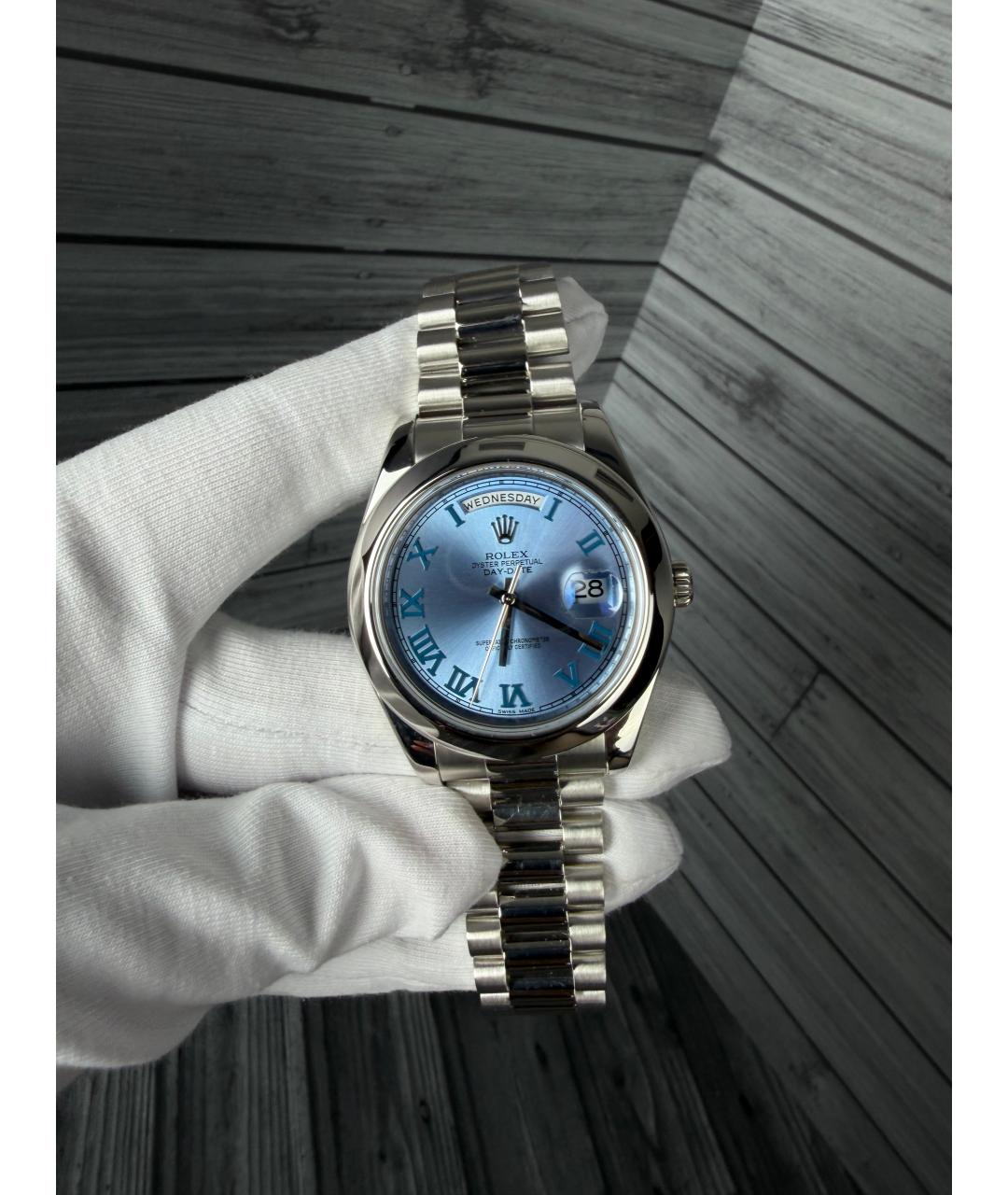 ROLEX Голубые платиновые часы, фото 2