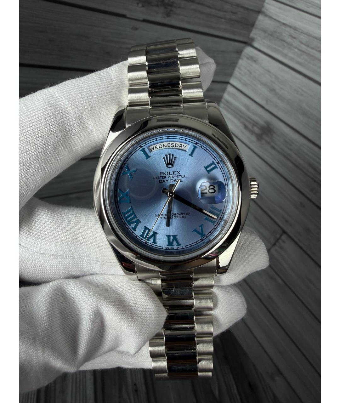 ROLEX Голубые платиновые часы, фото 3