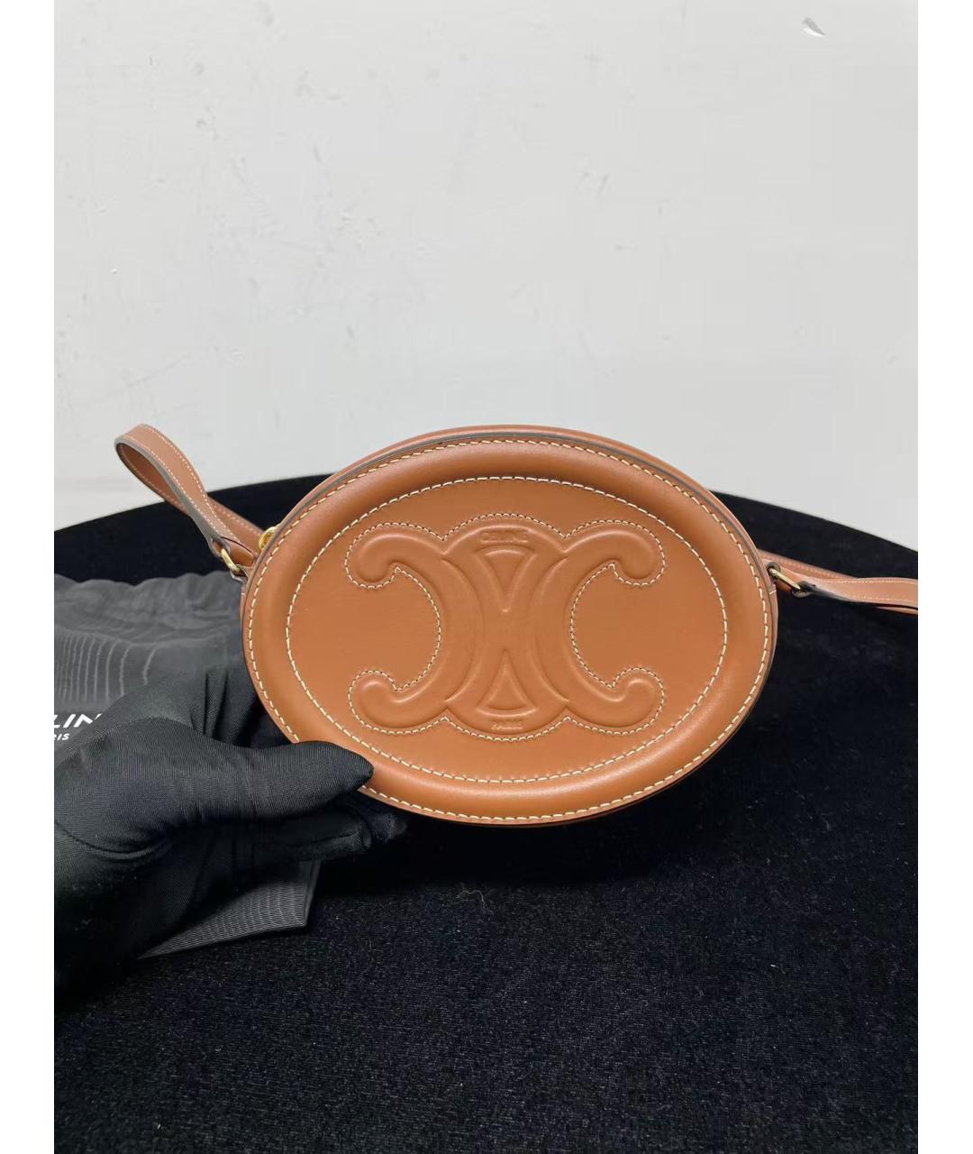 CELINE Коричневая кожаная сумка через плечо, фото 2