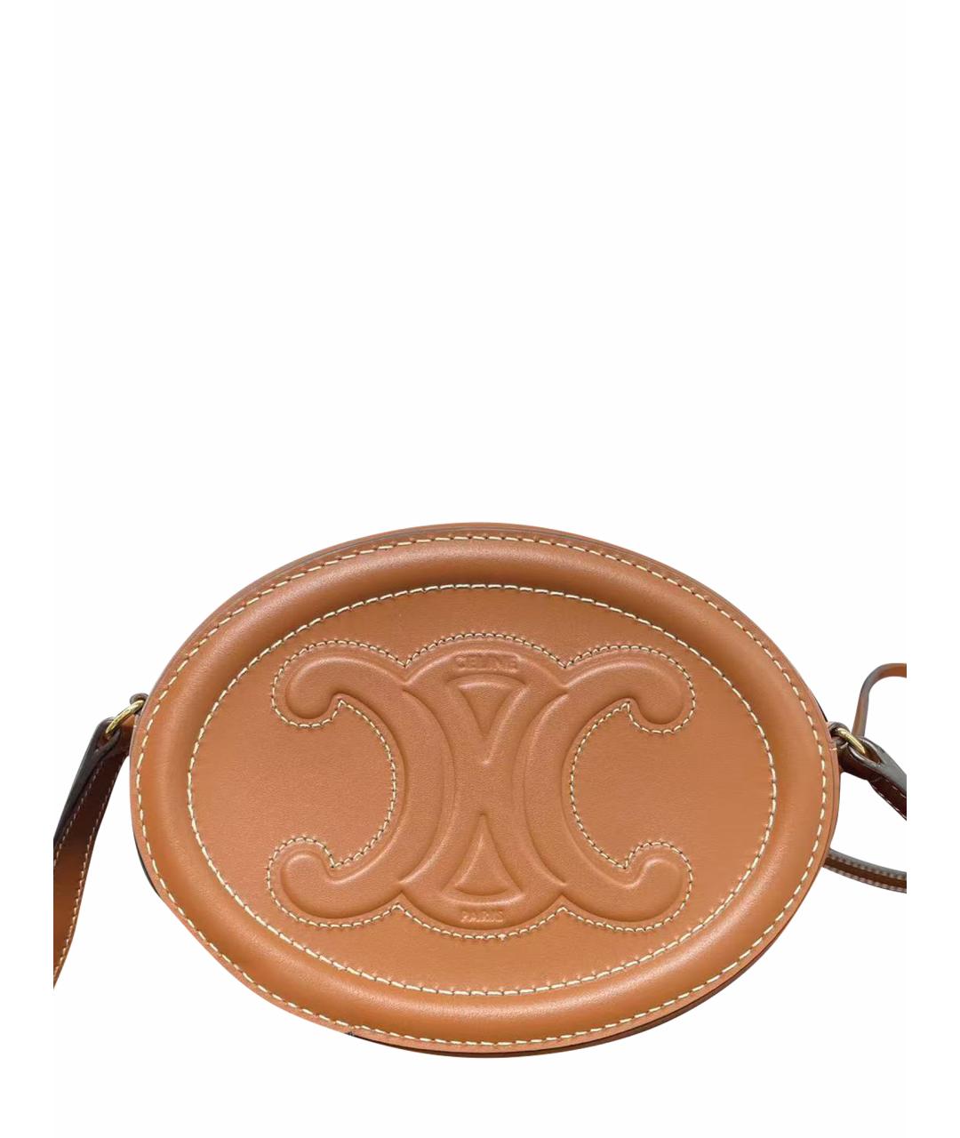 CELINE Коричневая кожаная сумка через плечо, фото 1