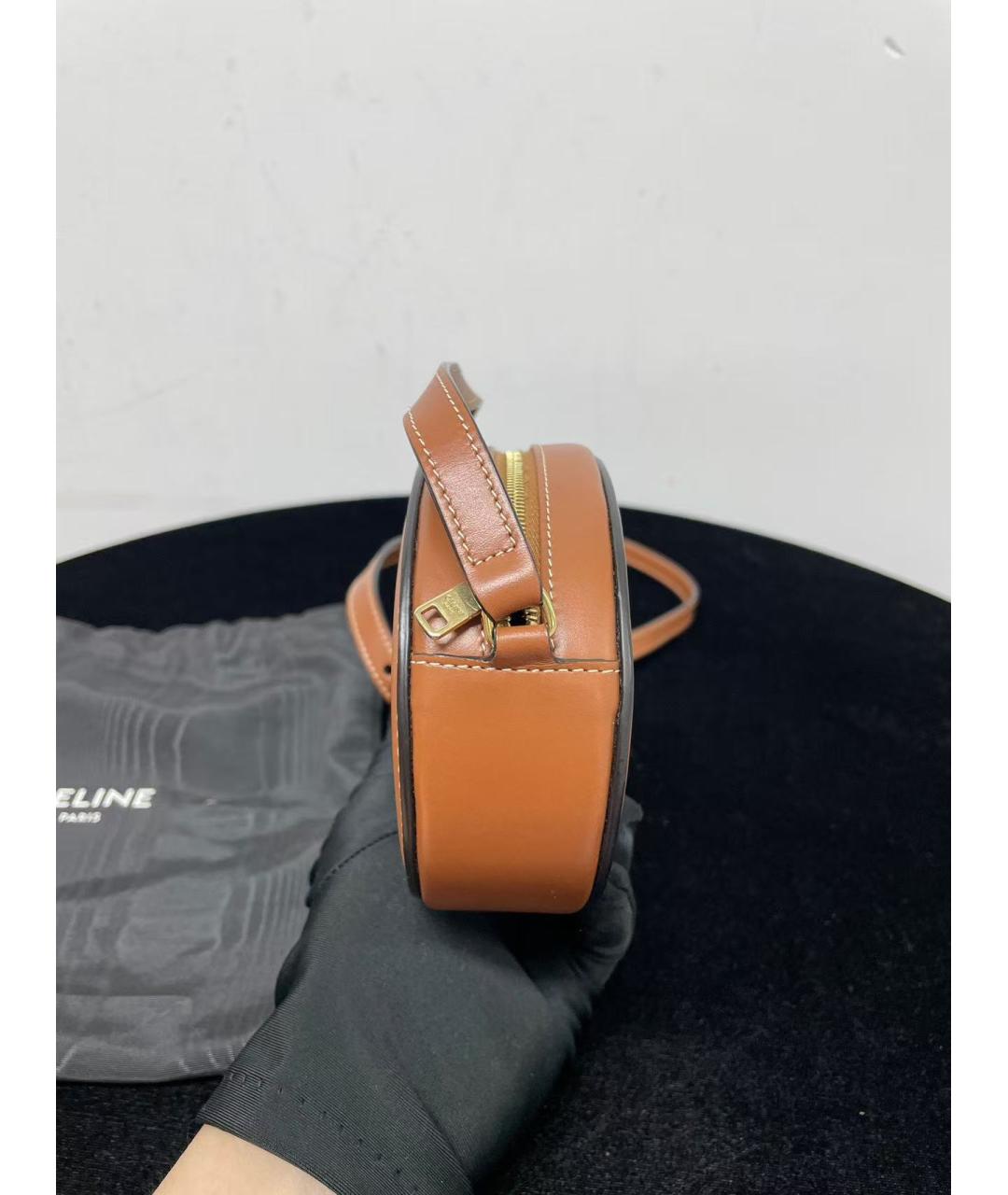 CELINE Коричневая кожаная сумка через плечо, фото 3
