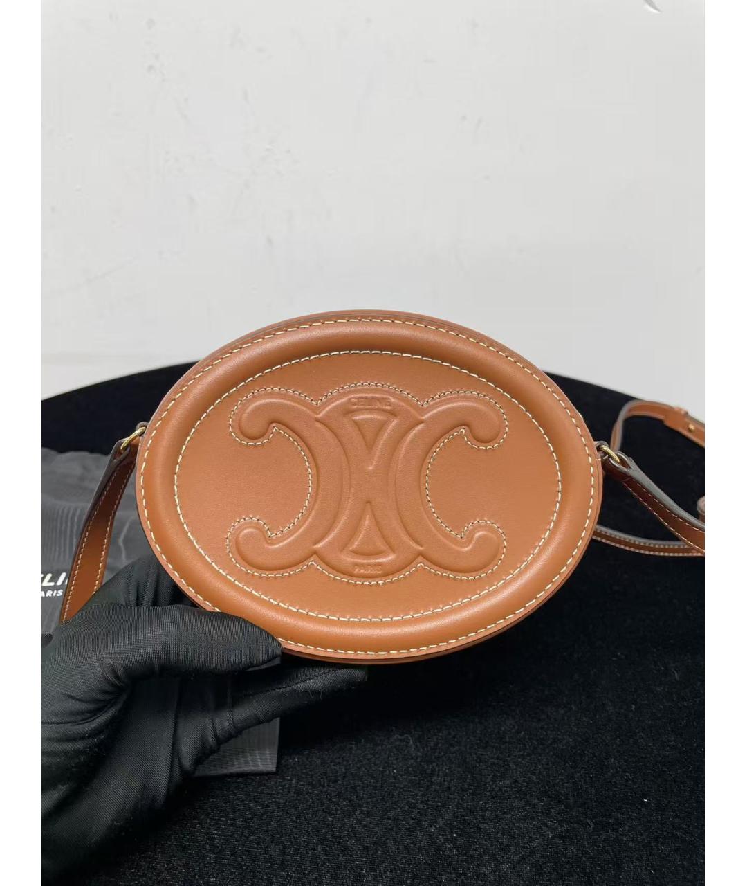 CELINE Коричневая кожаная сумка через плечо, фото 6