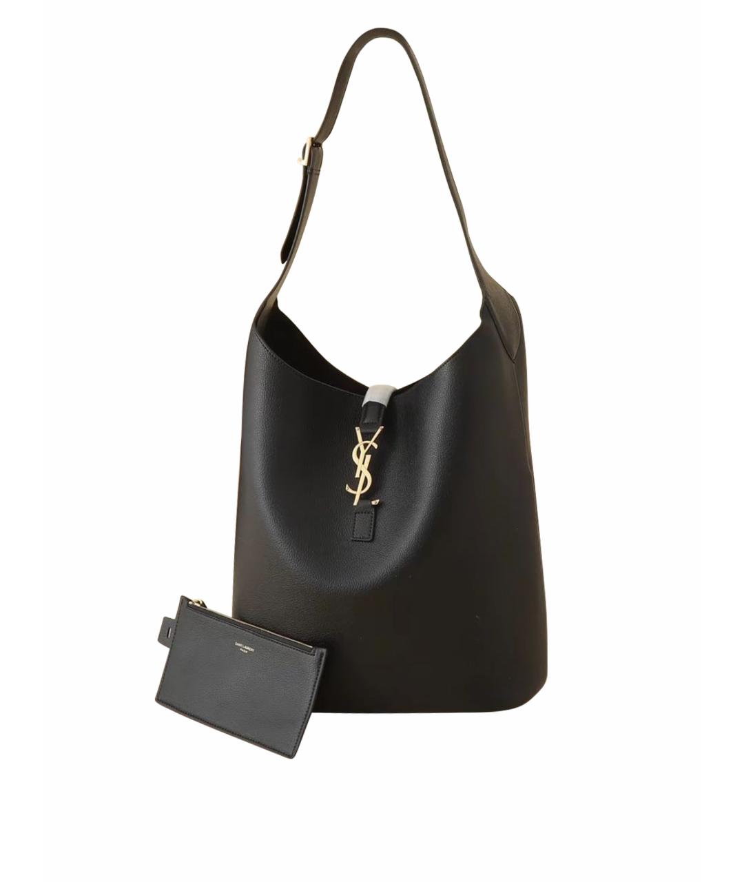 SAINT LAURENT Черная кожаная сумка тоут, фото 1