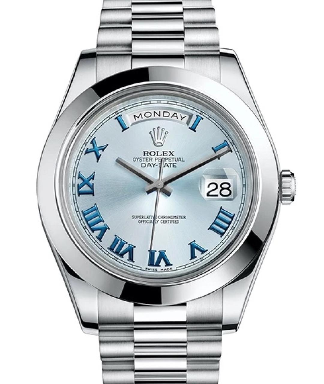 ROLEX Голубые платиновые часы, фото 1