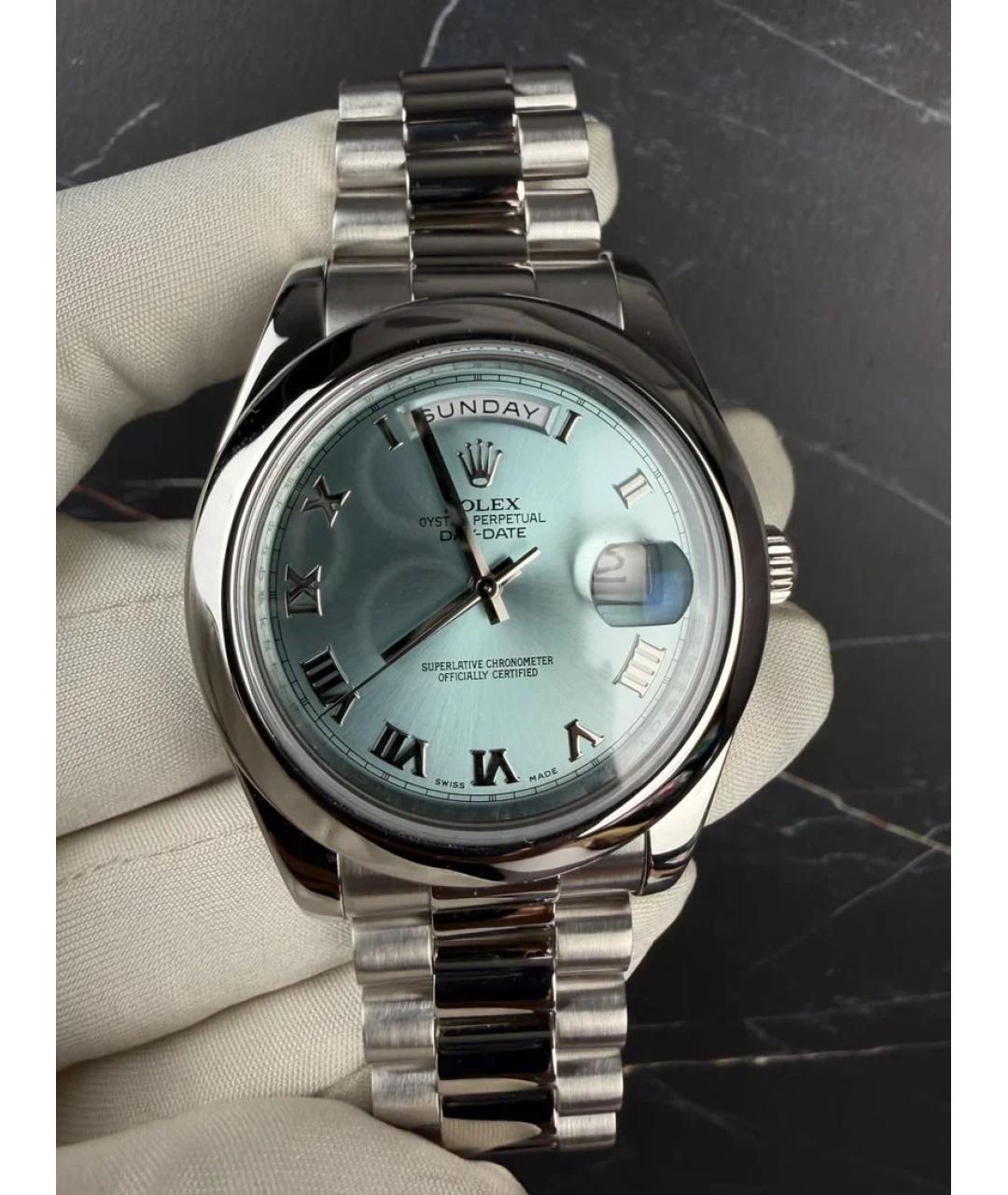 ROLEX Голубые платиновые часы, фото 2