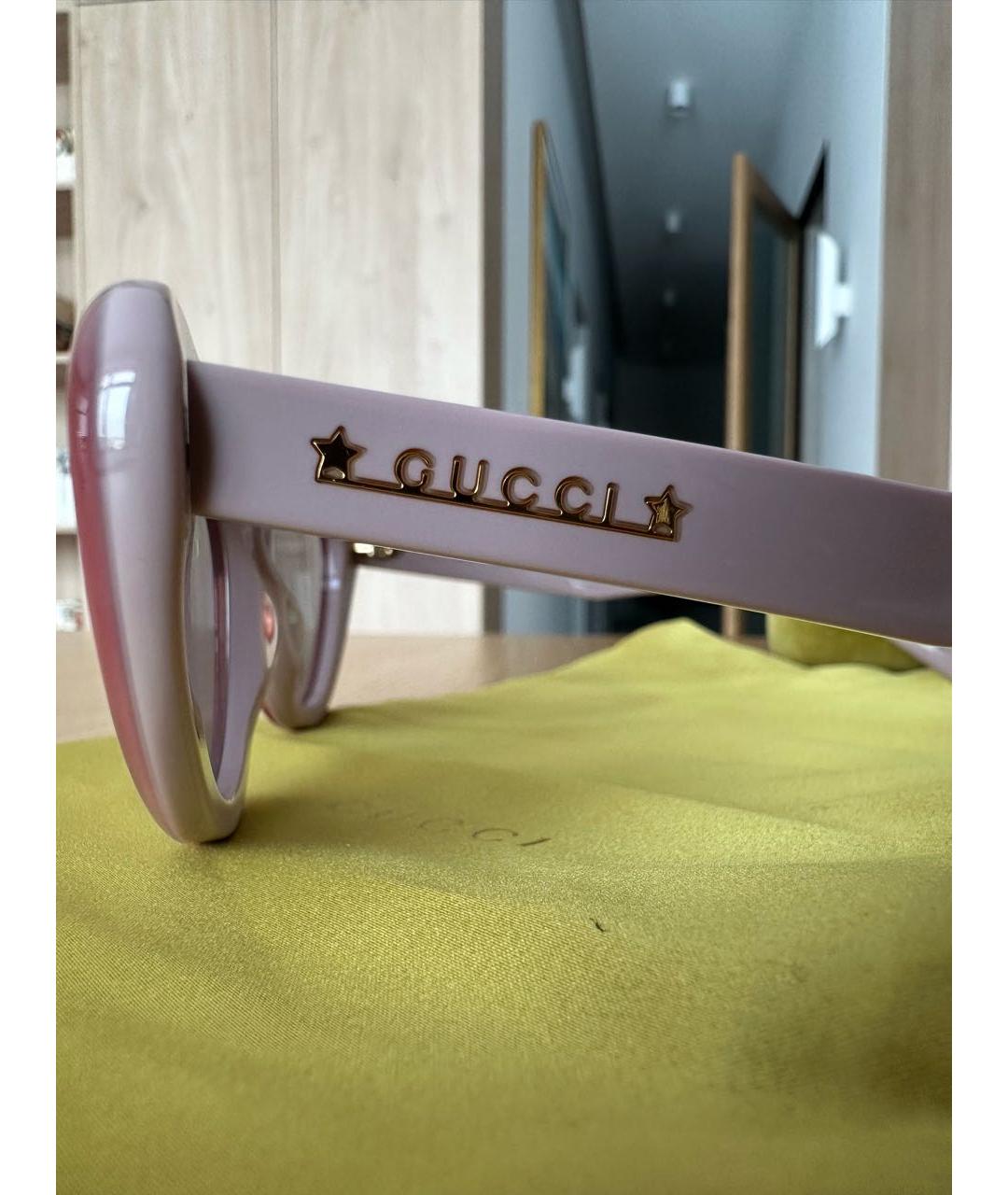 GUCCI Розовые пластиковые солнцезащитные очки, фото 4