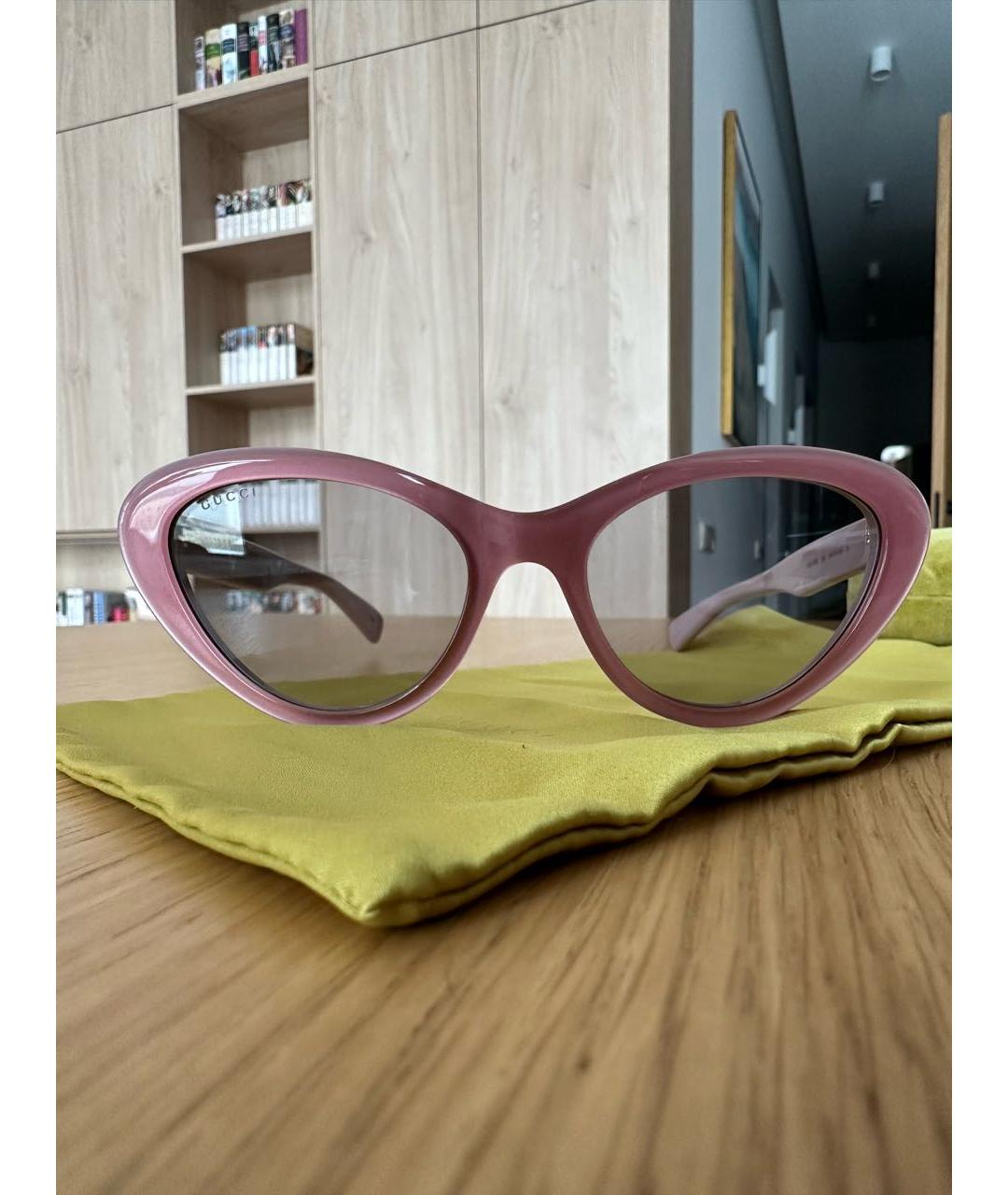 GUCCI Розовые пластиковые солнцезащитные очки, фото 8