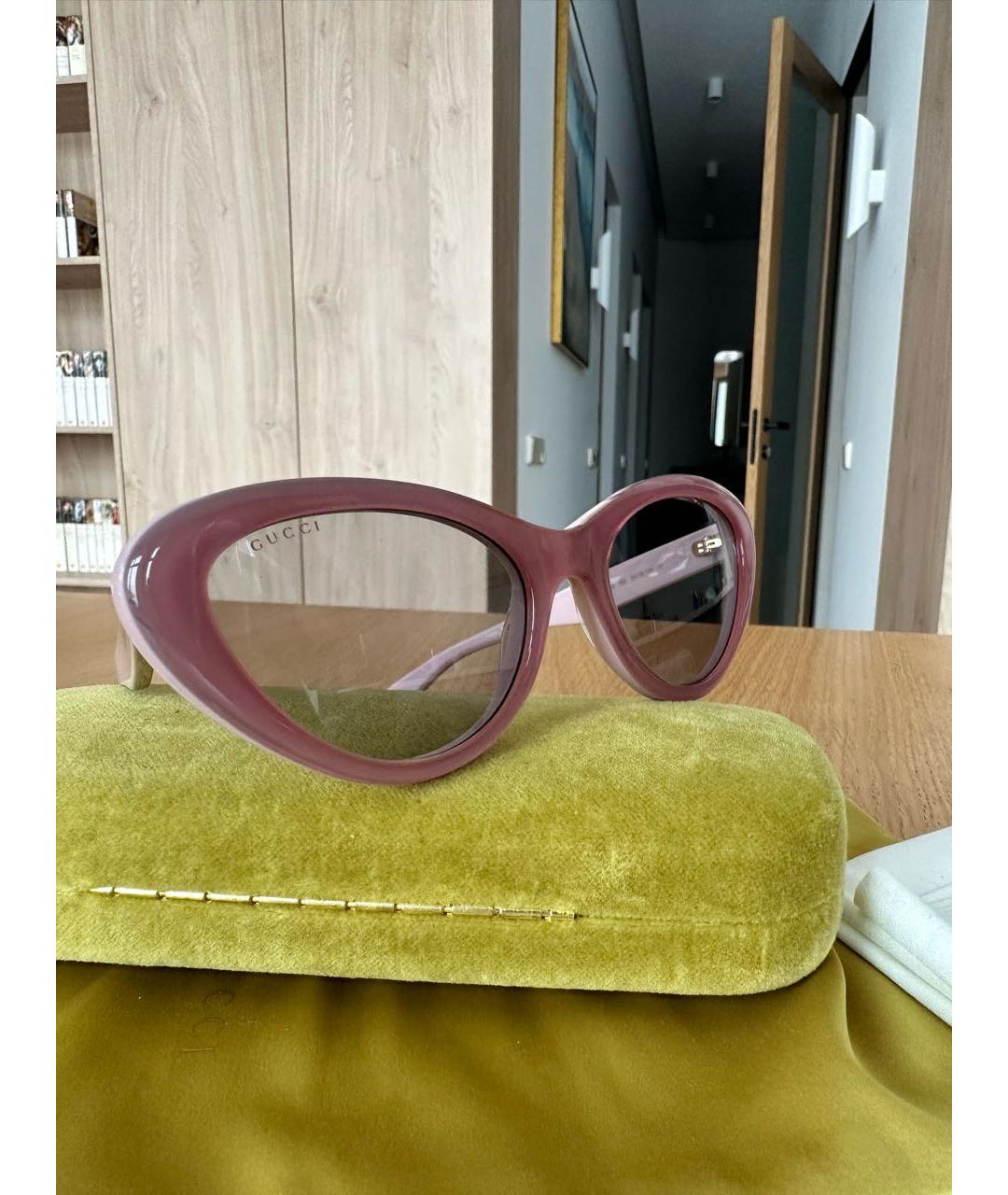 GUCCI Розовые пластиковые солнцезащитные очки, фото 2