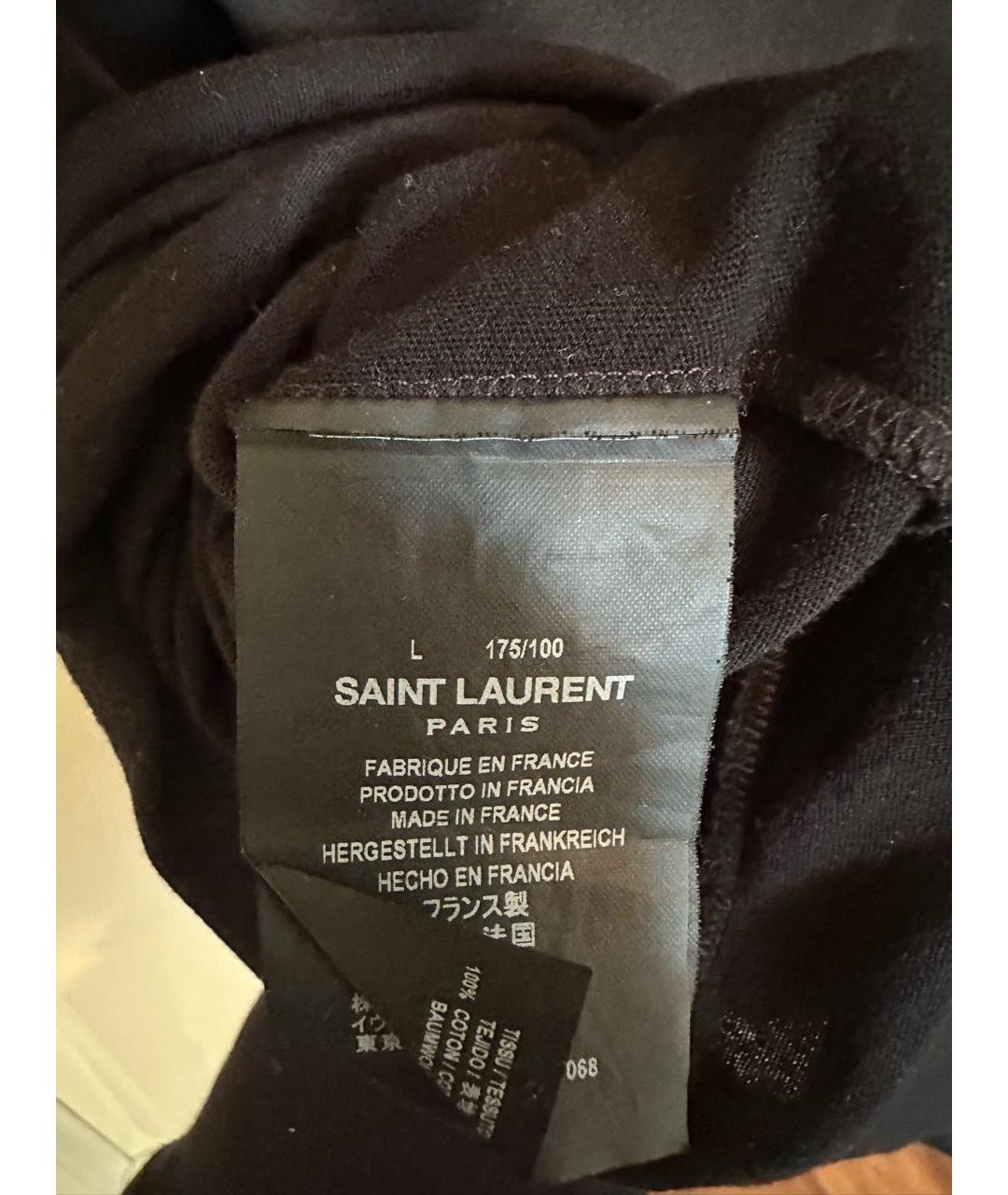 SAINT LAURENT Черная хлопковая футболка, фото 4