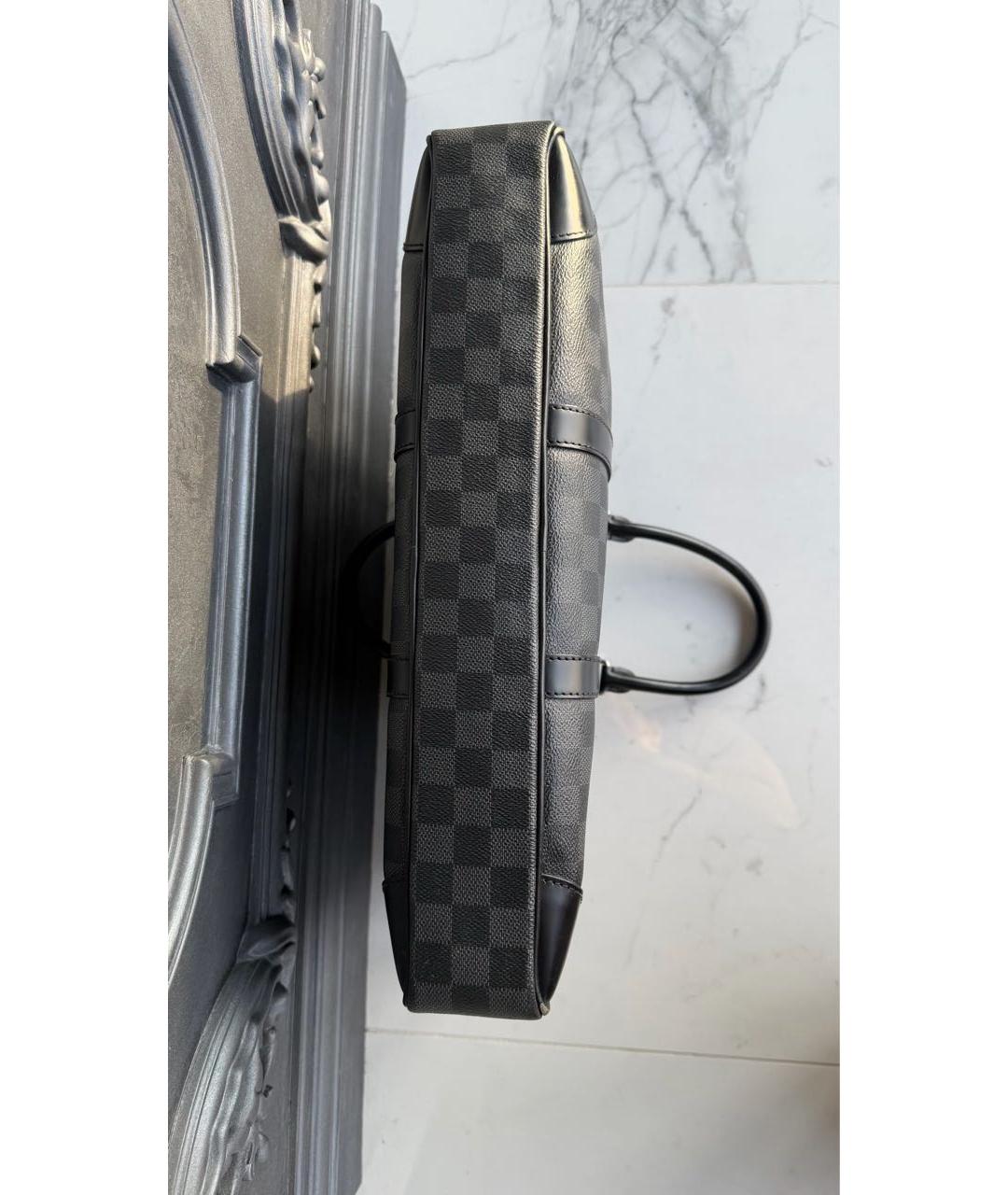 LOUIS VUITTON Антрацитовый кожаный портфель, фото 5