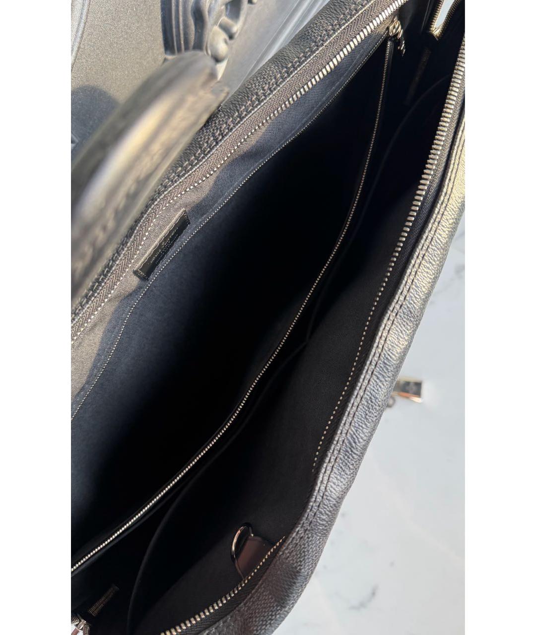 LOUIS VUITTON Антрацитовый кожаный портфель, фото 7
