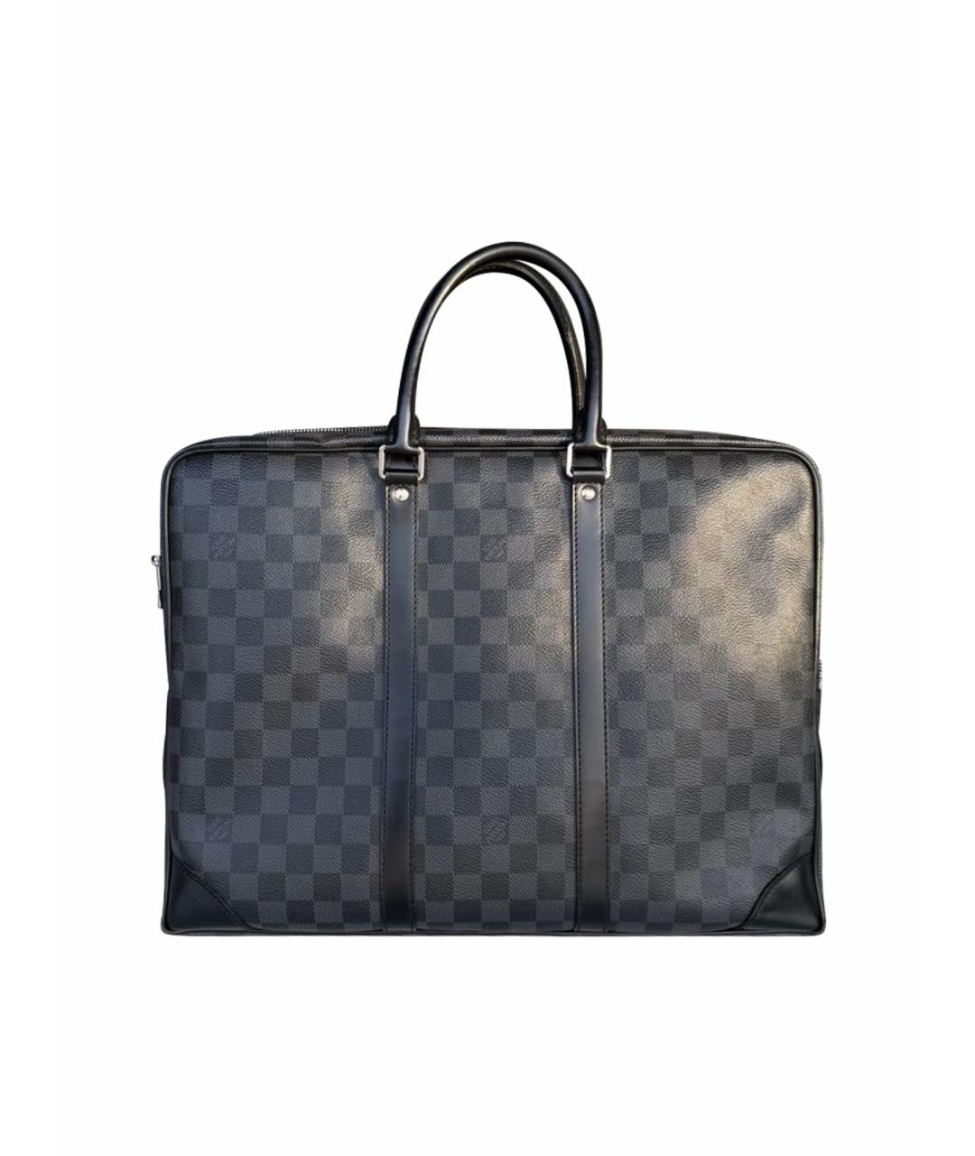 LOUIS VUITTON Антрацитовый кожаный портфель, фото 1