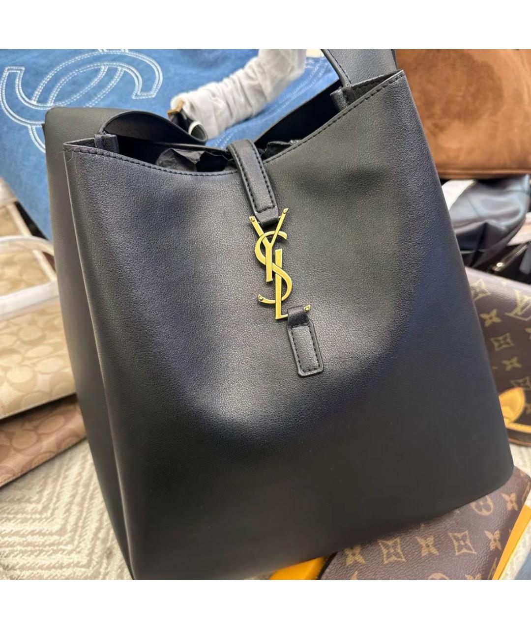 SAINT LAURENT Черная кожаная сумка через плечо, фото 2