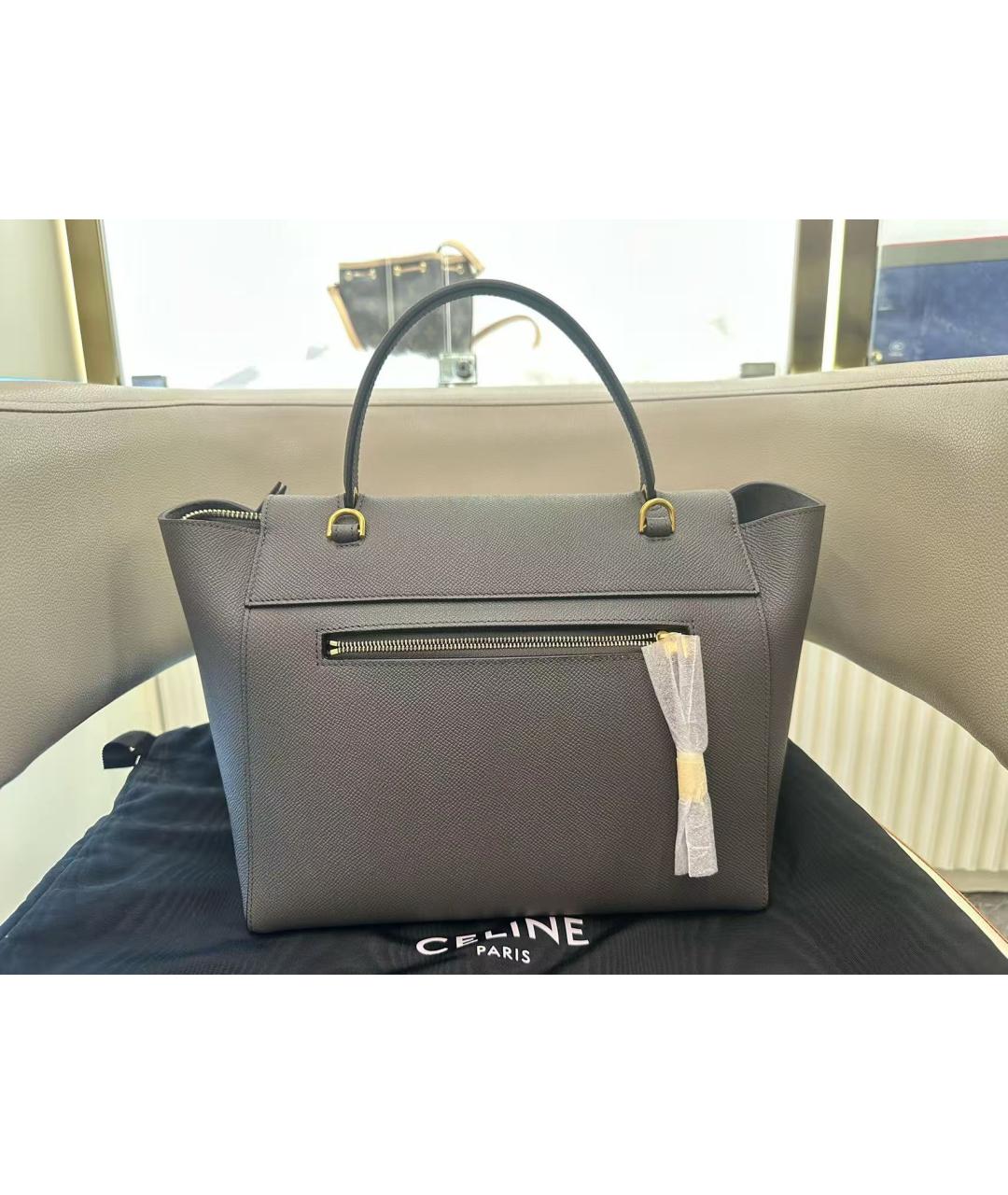 CELINE Серая кожаная сумка через плечо, фото 3