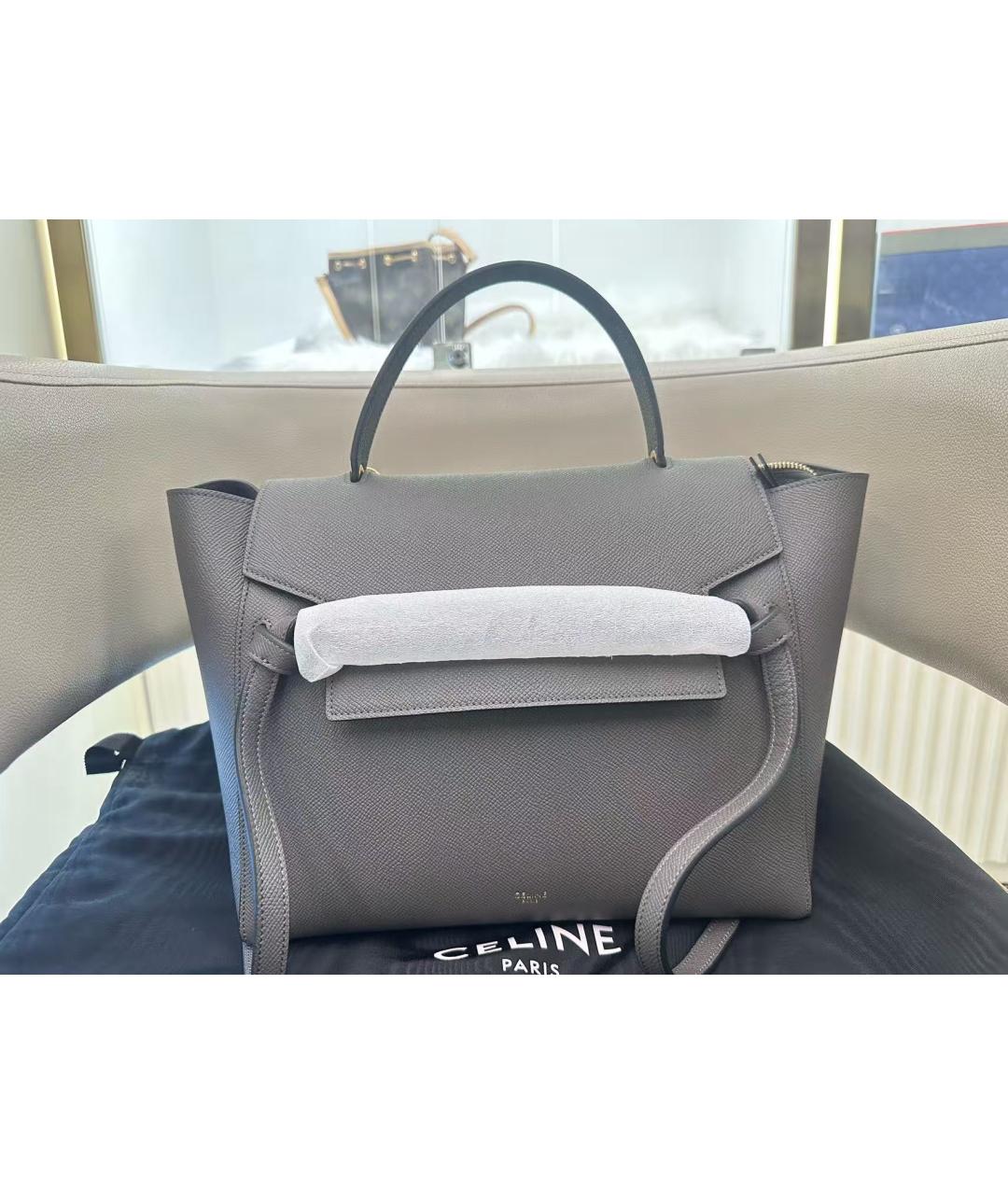 CELINE Серая кожаная сумка через плечо, фото 2