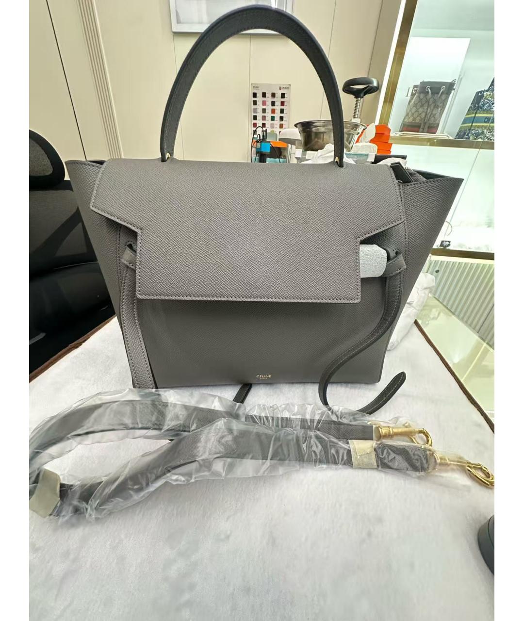 CELINE Серая кожаная сумка через плечо, фото 4