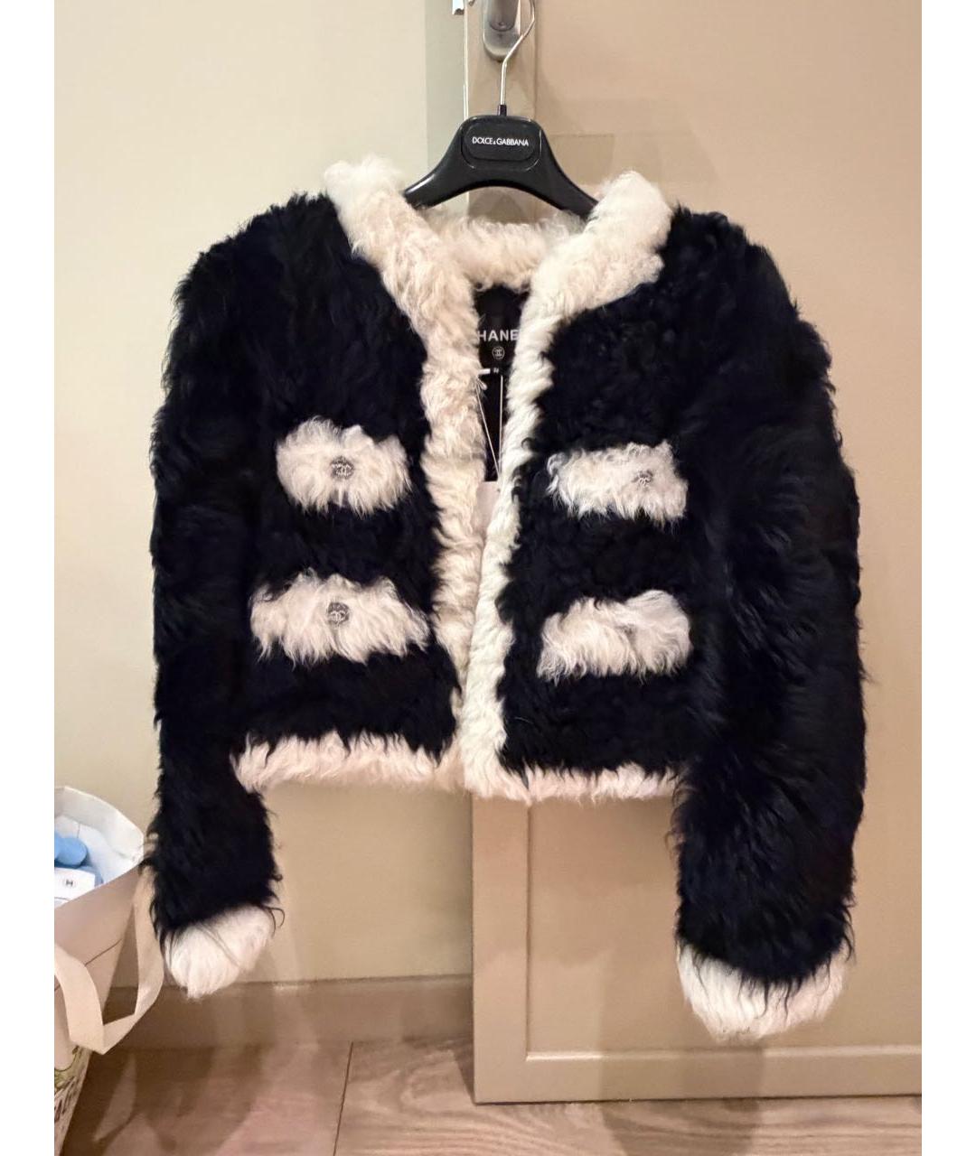 CHANEL Черная меховая шуба, фото 6