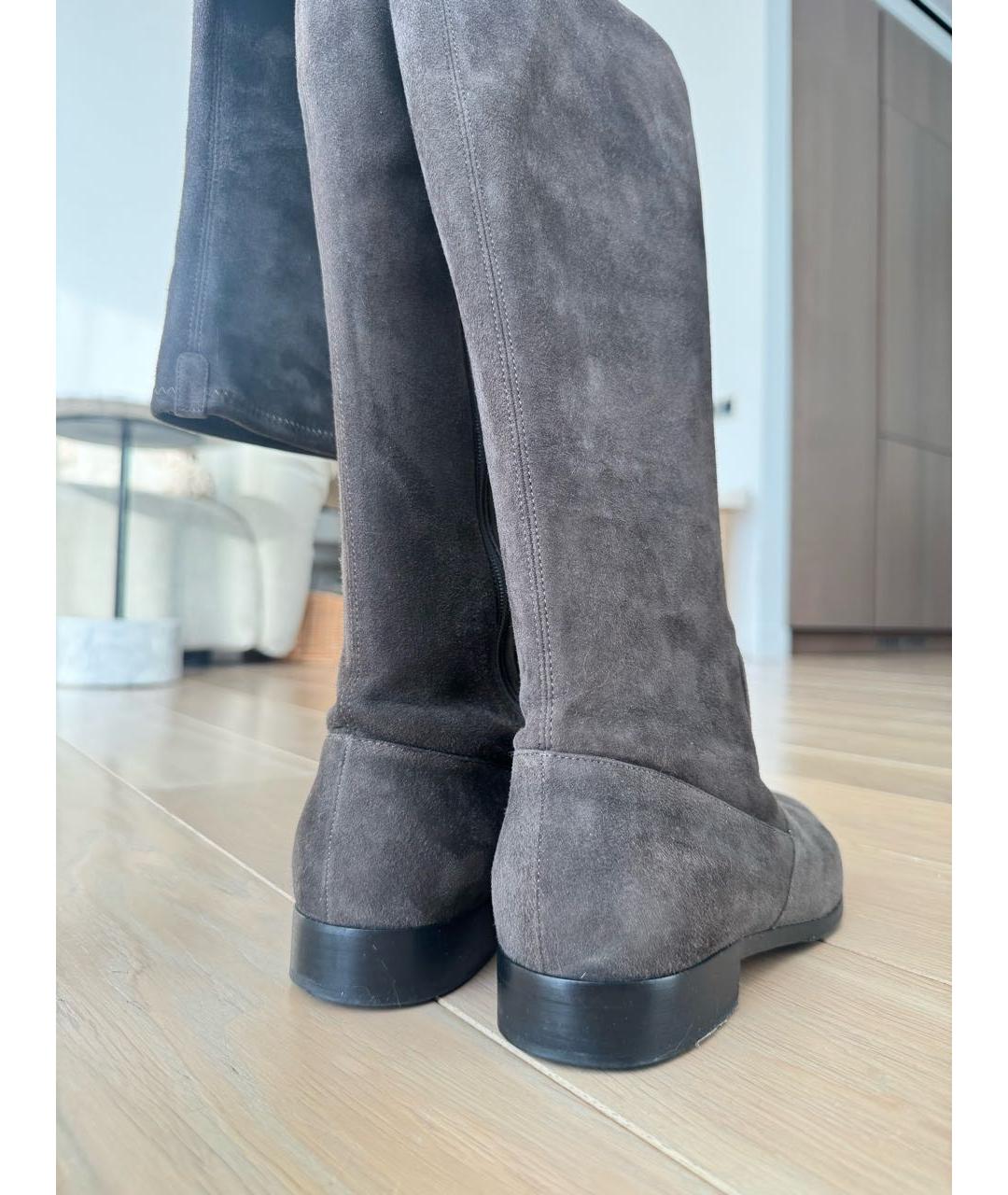 SERGIO ROSSI Серые замшевые ботфорты, фото 4