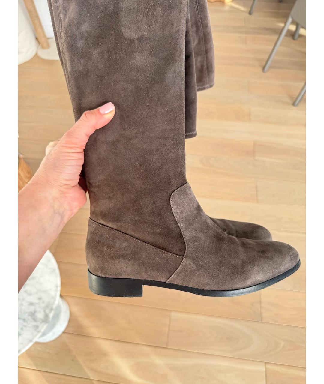 SERGIO ROSSI Серые замшевые ботфорты, фото 5