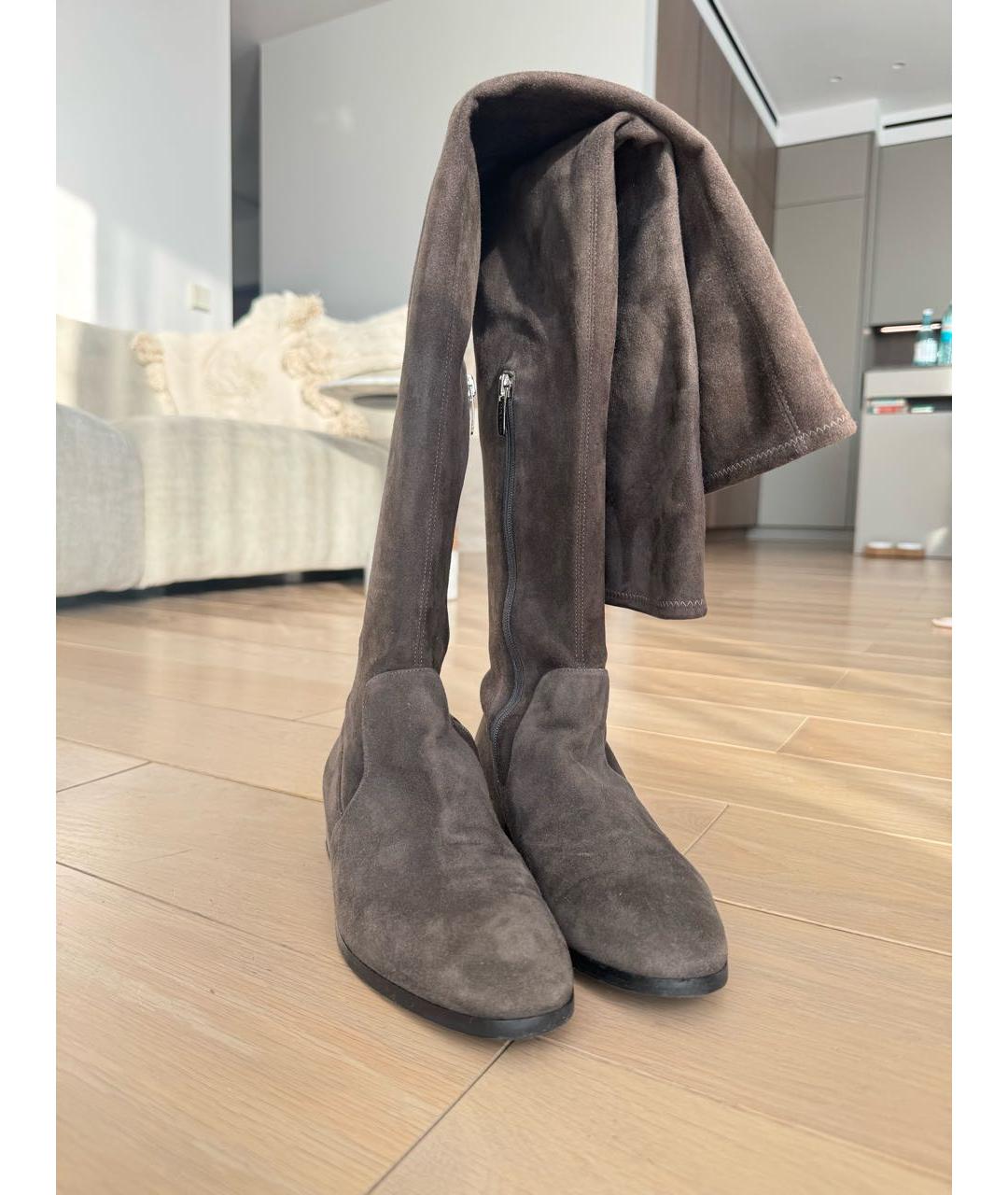 SERGIO ROSSI Серые замшевые ботфорты, фото 2