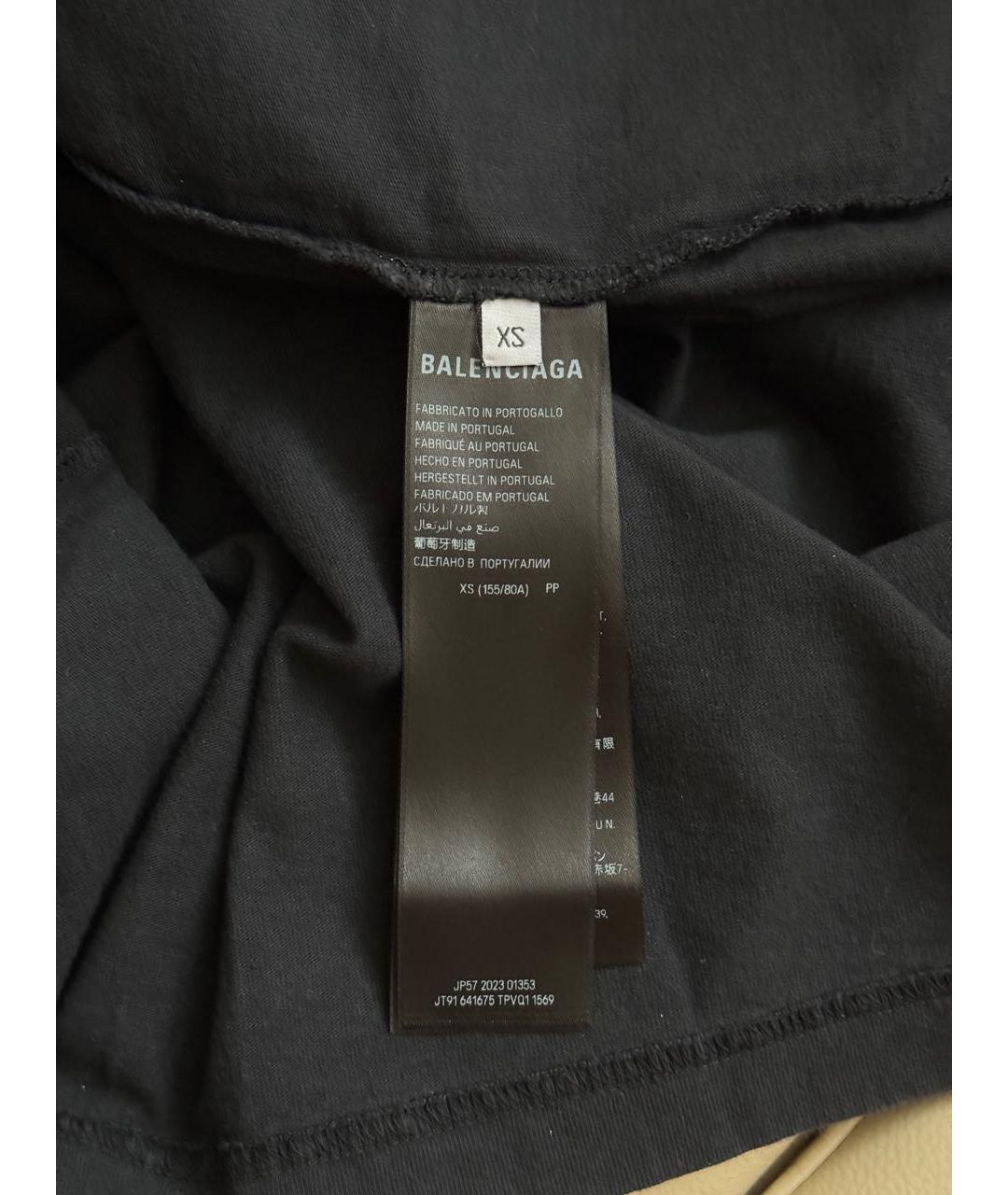 BALENCIAGA Черная хлопковая футболка, фото 6