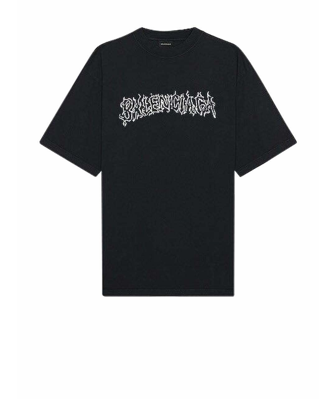 BALENCIAGA Черная хлопковая футболка, фото 1
